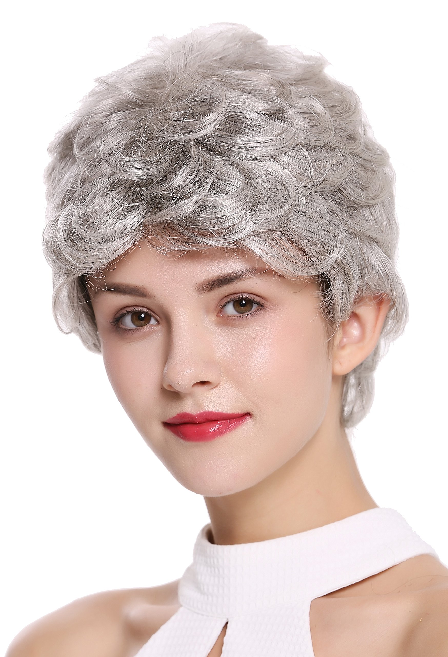 WIG ME UP - DW2339-51 Lady Gents Men Quality Wig short slight wave wavy silvery gray, Silver gray (51), Length: approx. 25 cm