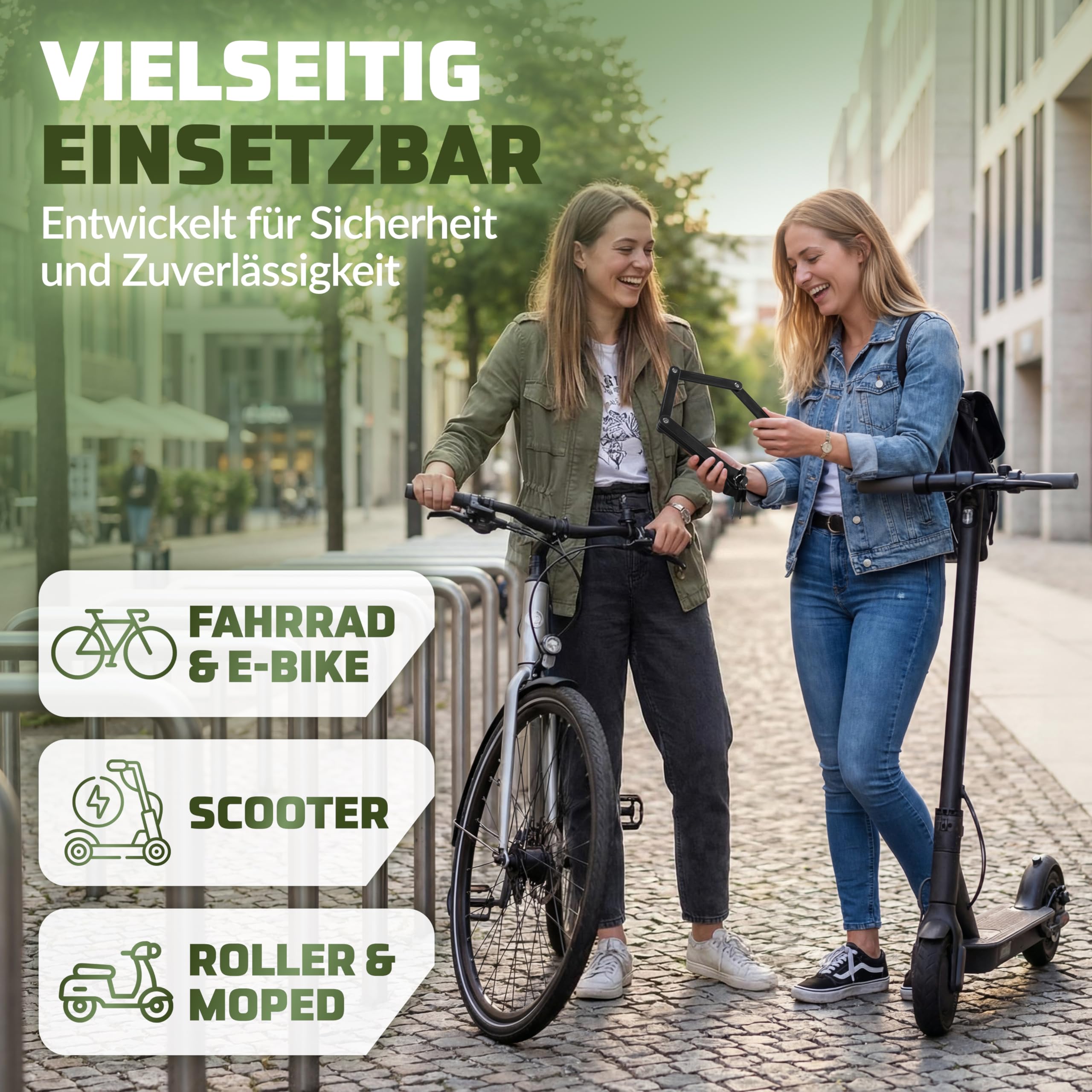 Składane zapięcie rowerowe – bezpieczne zapięcie rowerowe z uchwytem 85 cm – zapięcie rowerowe z zabezpieczeniem przed kradzieżą, wytrzymałe, kompaktowe, czarne