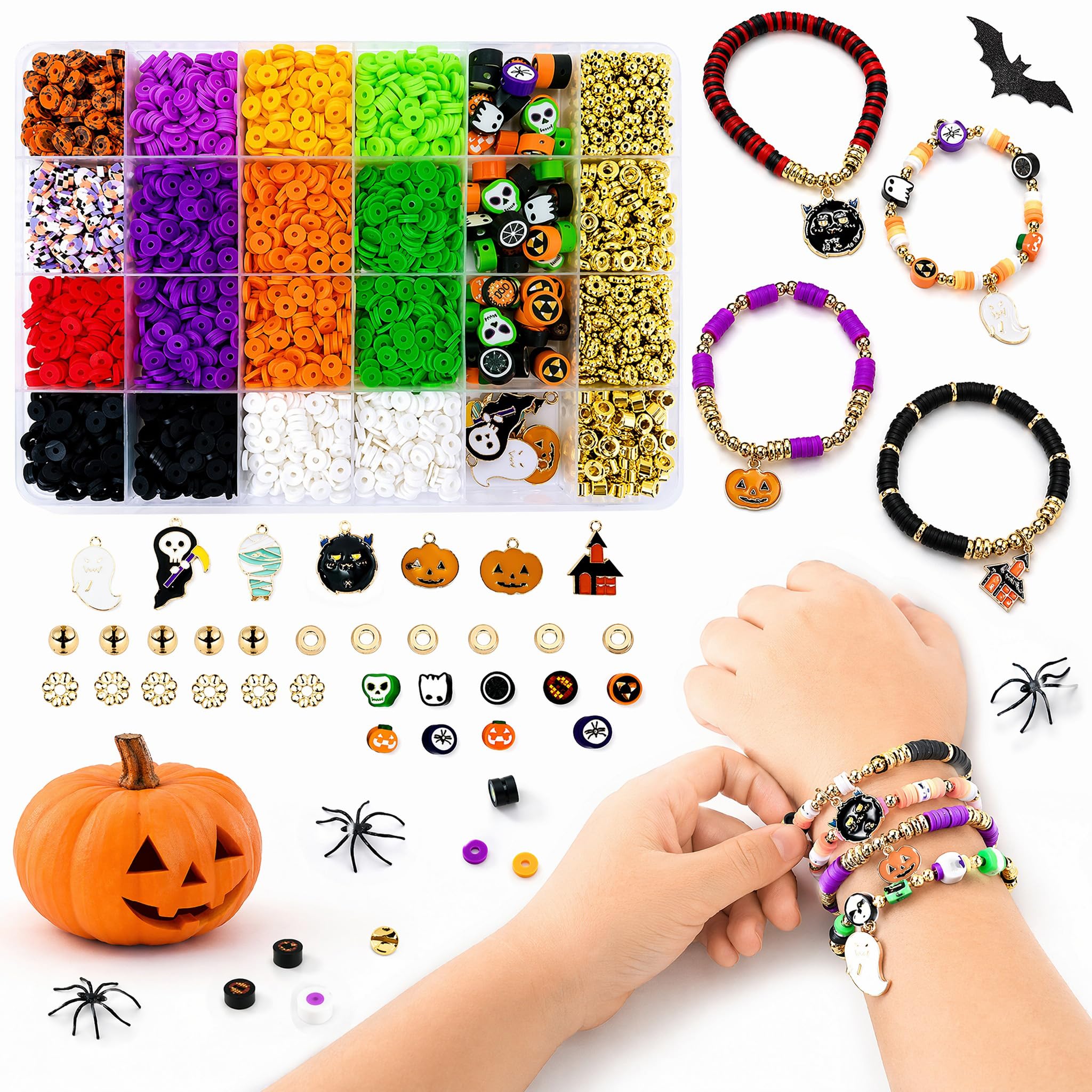 Halloween Bracelet Making Kit Halloween Beads Set with Charms