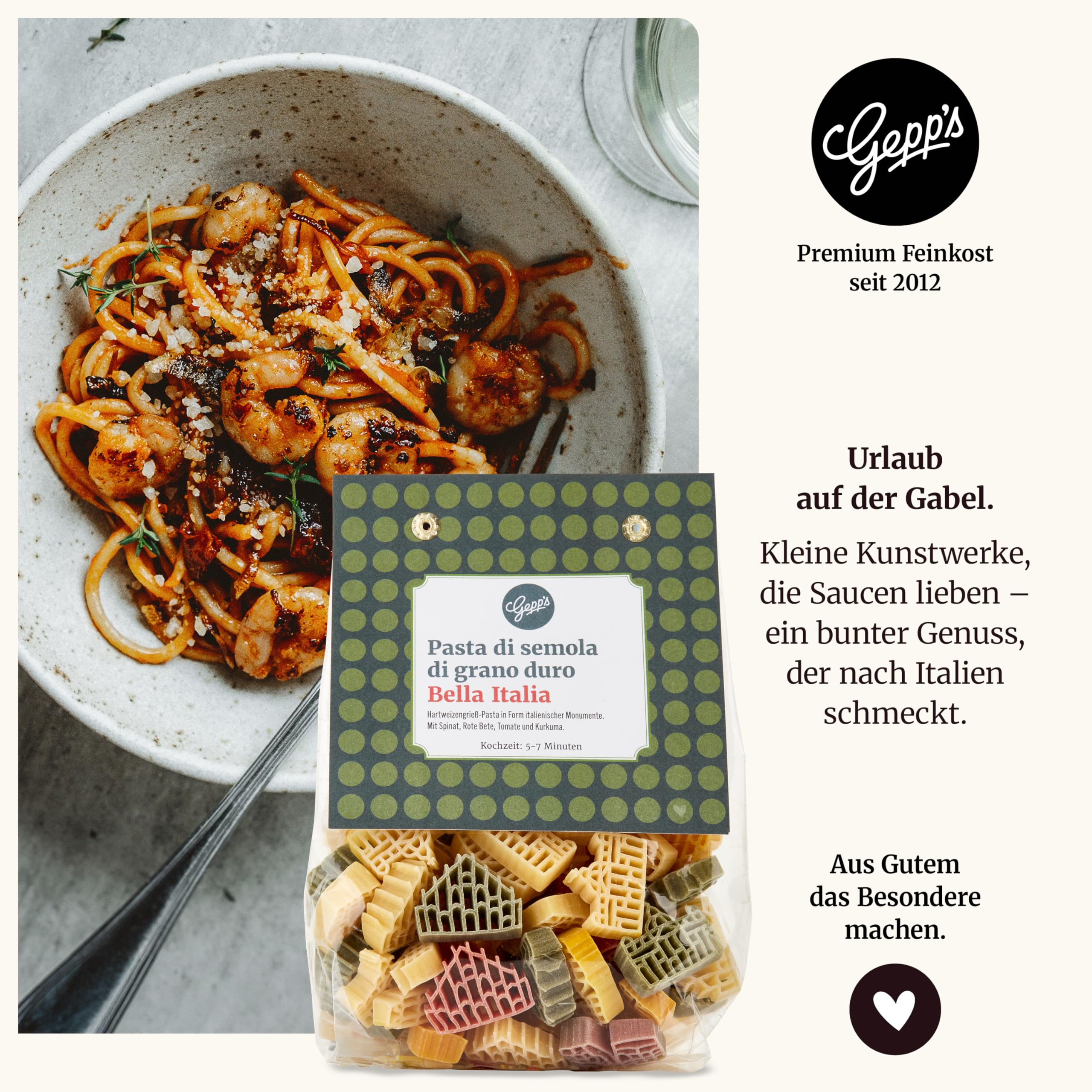 Gepp’s Feinkost Little Italy Geschenkbox I Geschenkkorb gefüllt mit hausgemachter Pasta & feinsten italienischen Spezialitäten I Gourmet Italien Geschenk-Idee für Männer und Frauen