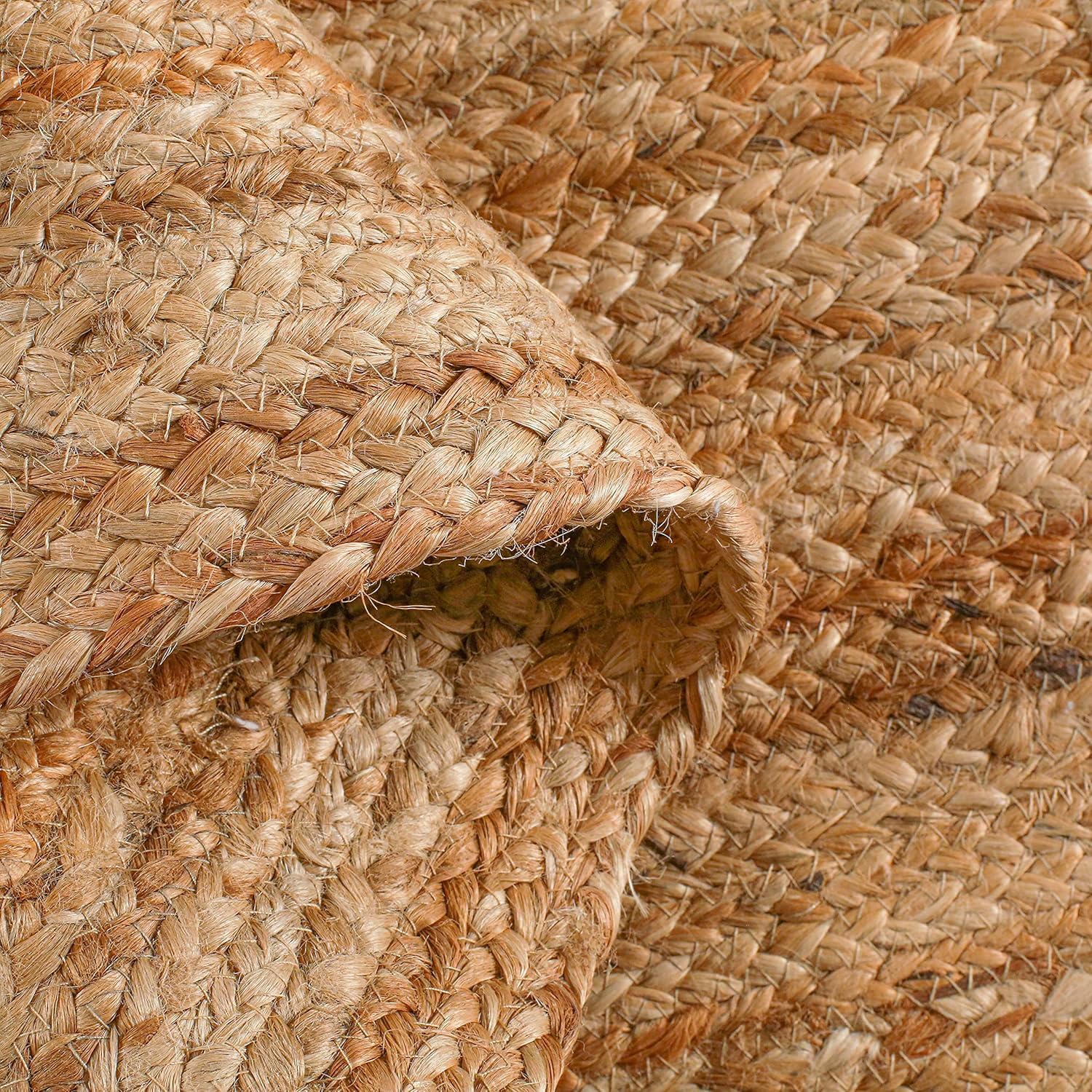 Hand Woven Jute Braided Rug, 2' X 3' – Natural, Handmade Reversible Boho Entry Area Rugs for Kitchen, Living Room Reversible Farmhouse Indoor Outdoor Decorative Floor Rug 24 X 36 Inches Set Of 1