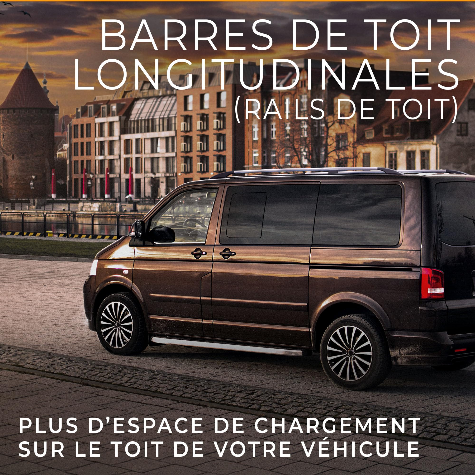 CHROMEMASTER | Barres de Toit Longitudinales Compatibles avec VW Caddy L1 Court 2015-2020 | Permettent l’Installation de Barres de Toit, Coffre de Toit, Porte-Vélos et Accessoires de Transport
