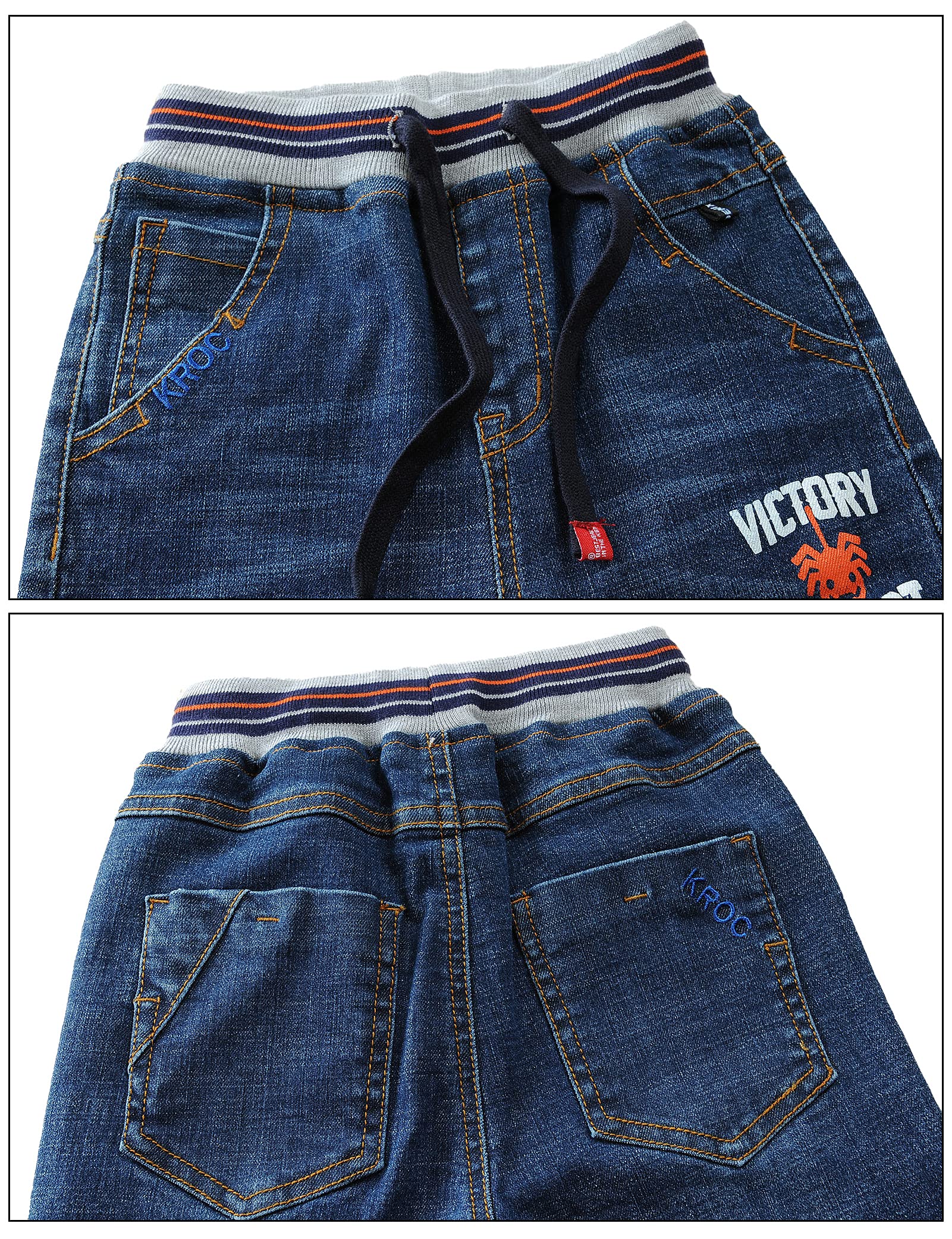 Maeau Jeans a Vita Media per Bambini a Lunghezza Intera a Vita Media, lavati, per Bambini dai 3 ai 14 Anni