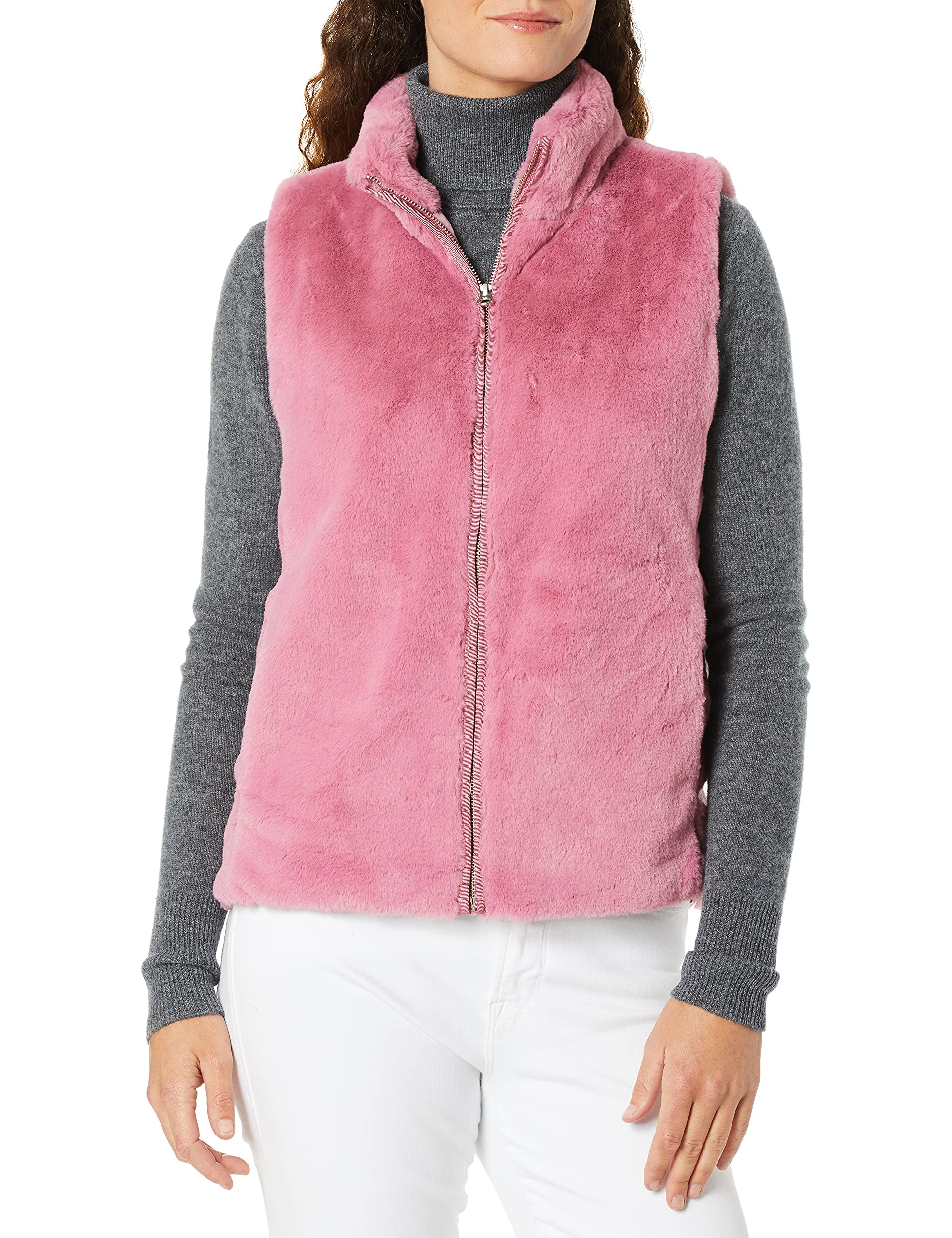 J Crew Womens Plush Faux Fur Full Zip Vest