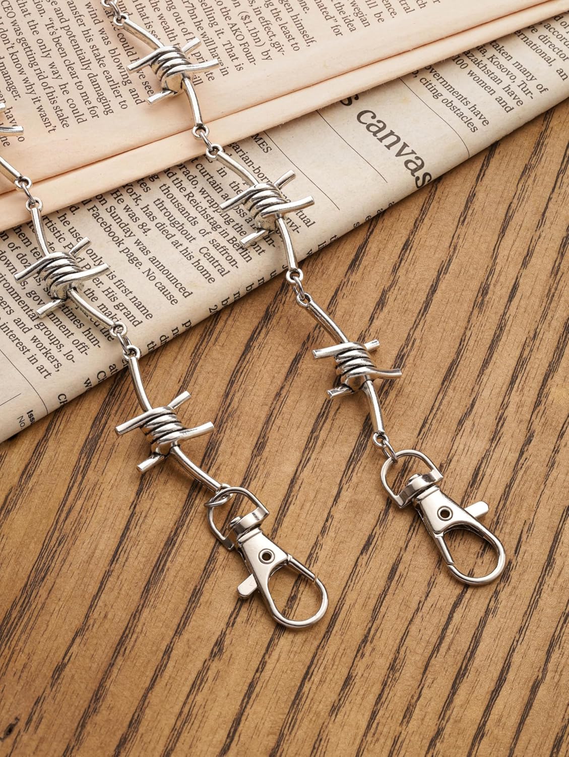 Sacina Gothic Silver-tone Barbed Wire Pants Chain, Wallet Belt Chain, Goth Punk Grunge Emo Accessories - Image 6