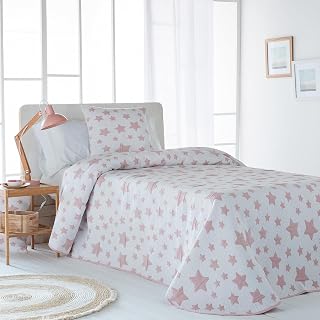 VIALMAN Colcha Bouti Ligera Sofia 58 para Cama Individual de 90 cm | Colcha Estrellas Cama 90 | Tamaño Colcha 180 x 270 cm, Colcha Rosa
