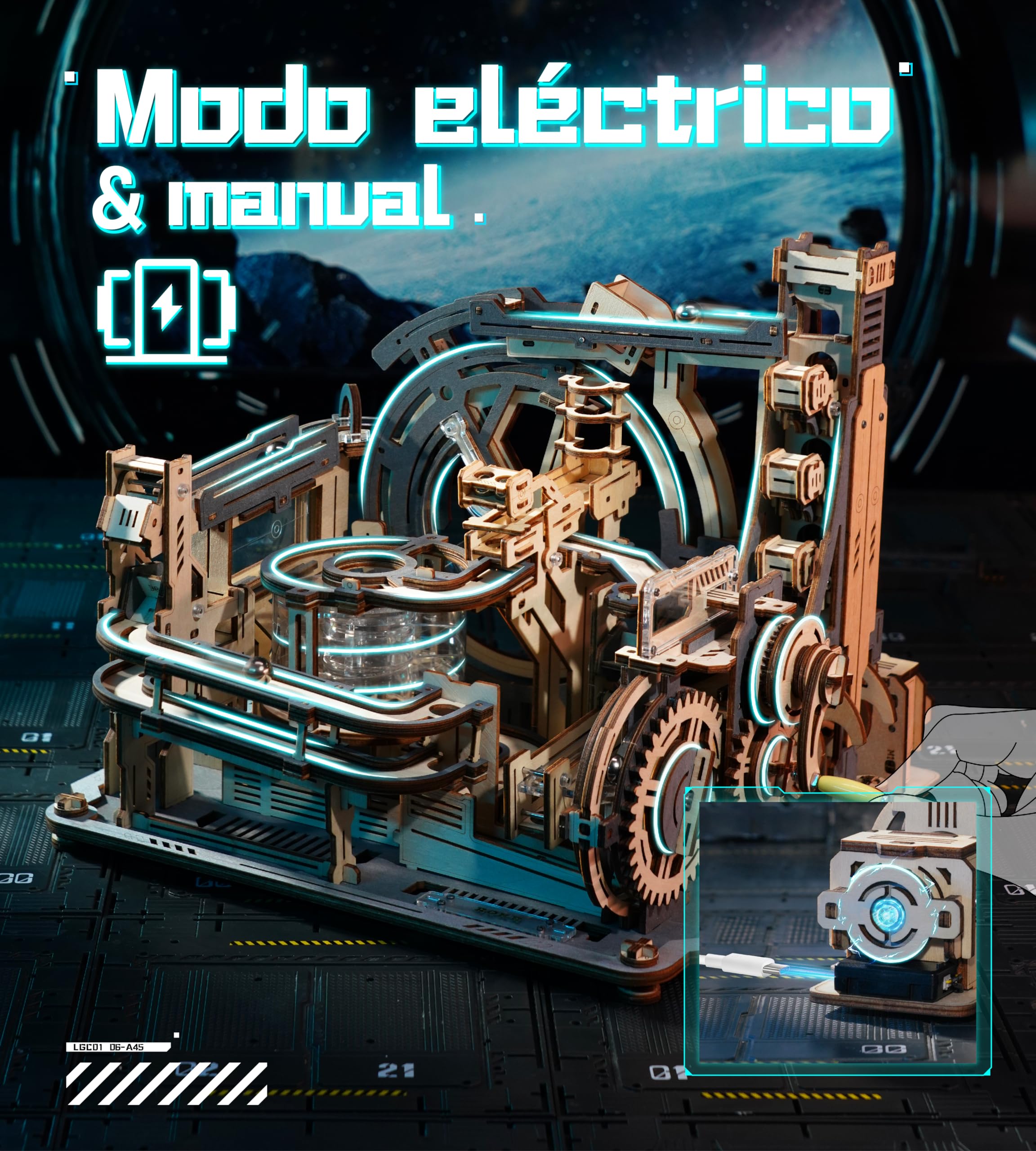 ROKR Puzzle 3D Maquetas para Montar Pista de Canicas Eléctrica Idea de Regalo para Hombres Night City 2.0