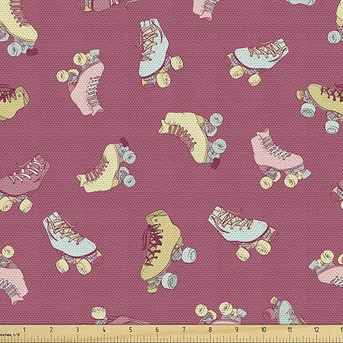 Miniatura 17 de Ambesonne - Tela multicolor impresa digital por The Yard Gris Blanco,Azul durazno,2-Verde azulado,Azul Indigo,Azul verde azulado,Verde rubor,Crema