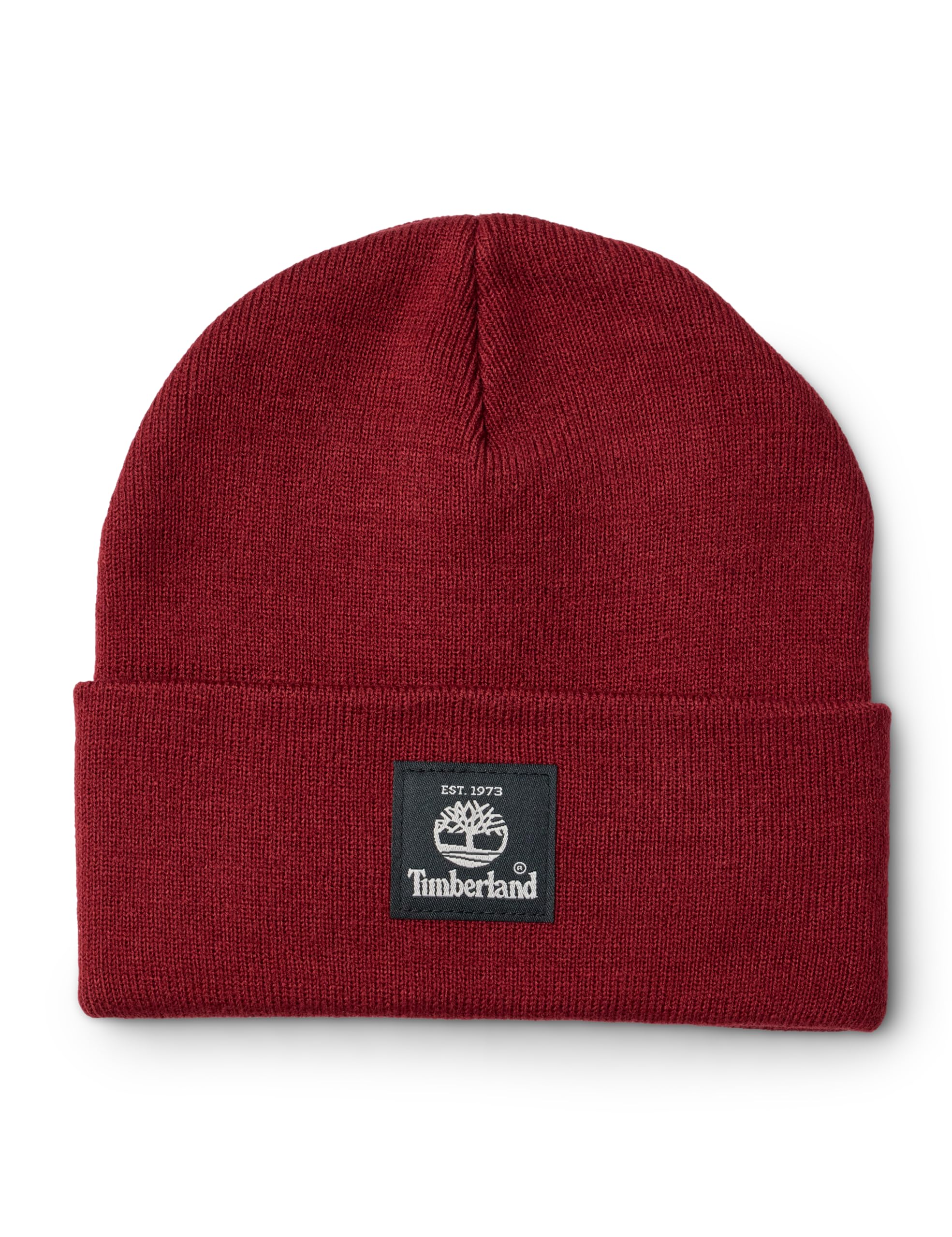 Timberland Unisex's Short Watch Cap with Woven Label Cold Weather Hat, Syrah, One Size