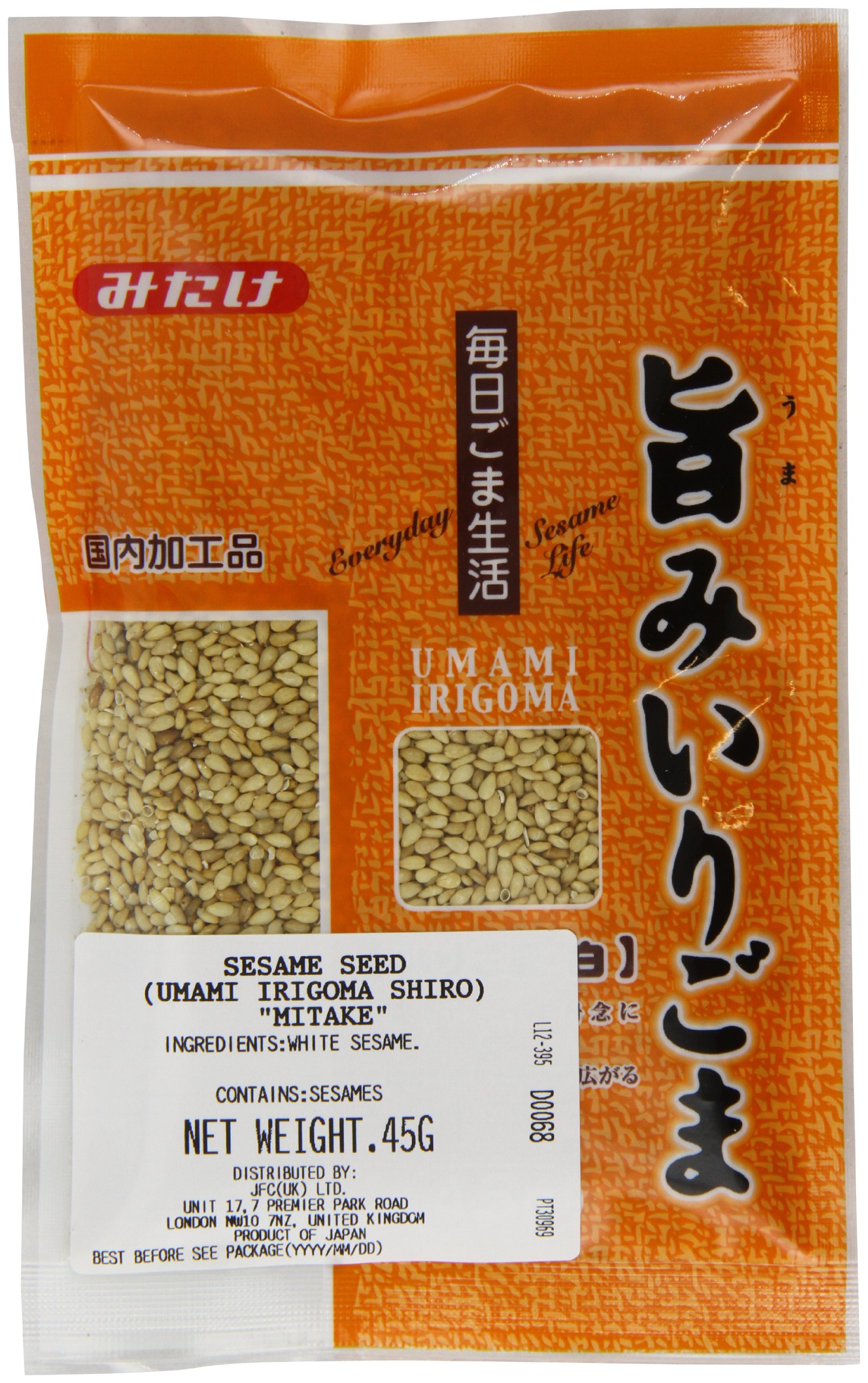 Mitake Roasted White Sesame Seeds Iri Goma Shiro 45 g (Pack of 6)