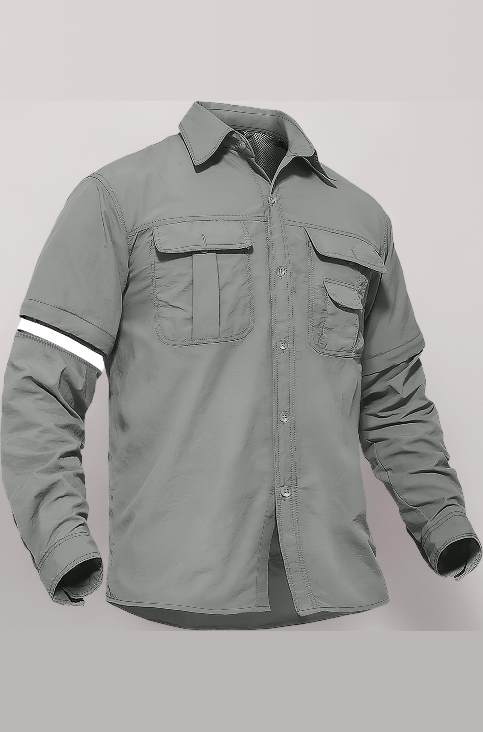 Men's Breathable Quick Dry UV Protection Solid Convertible Long Sleeve Shirt
