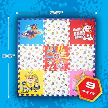 Capelli Sport - PAW Patrol Kids Foam Mat, Interlocking Puzzle Non Slip Flooring Tiles, Multi, 36 x 36 Inches, 9 Tiles