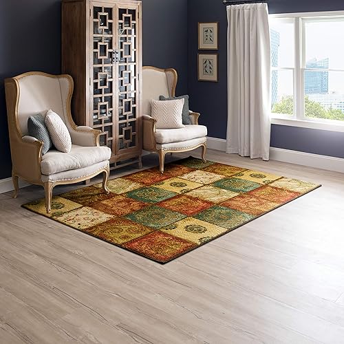 Miniatura 3 de Mohawk Home Alfombra de área de retazos con panel de artefactos de flujo libre, 4 x 6 pies, multicolor