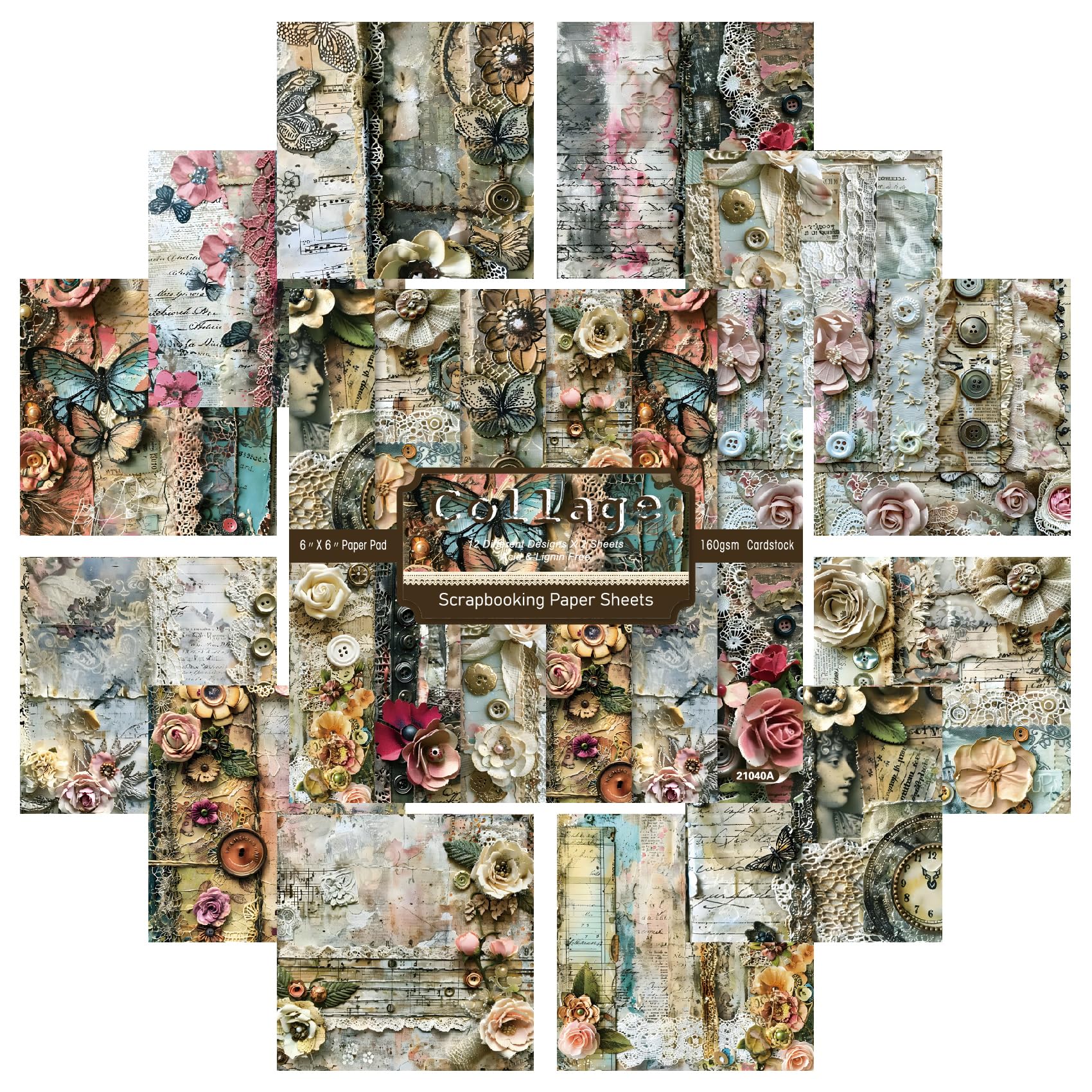 Papier do scrapbookingu, Blok papieru 6"x6" do tworzenia kartek, 48 arkuszy papieru wzorzystego, jednostronny karton, papier dekoracyjny na święta, zestaw materiałów do scrapbookingu - 12 wzorów