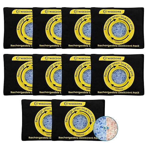 Paquetes de desecantes de gel de sílice reutilizables de 3.53 oz, deshumidificador recargable con indicador de color para almacenamiento, cajas
