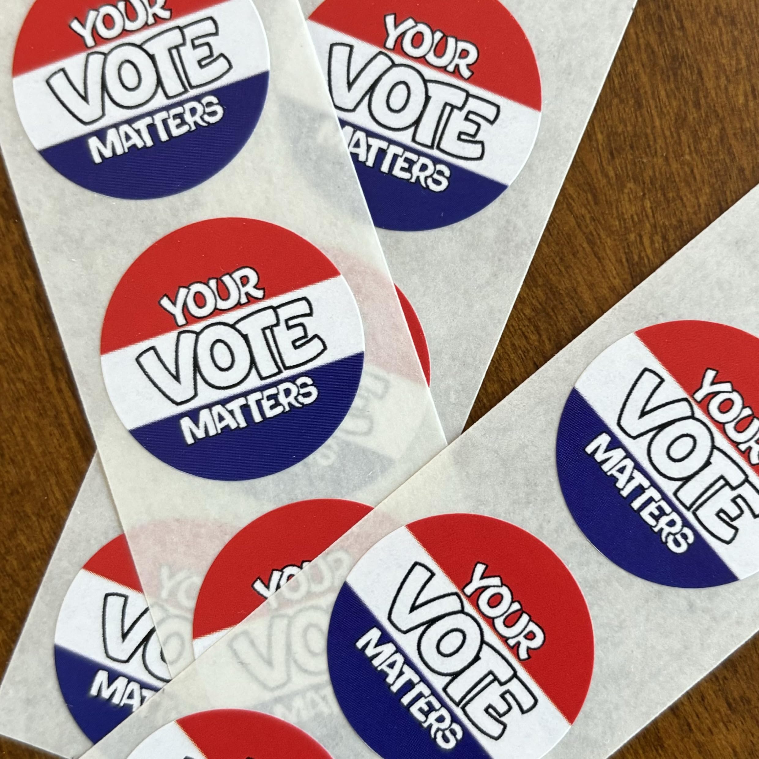 Voter Mailbag Your Vote Matters Stickers - Roll of 250 Stickers, Red, White & Blue