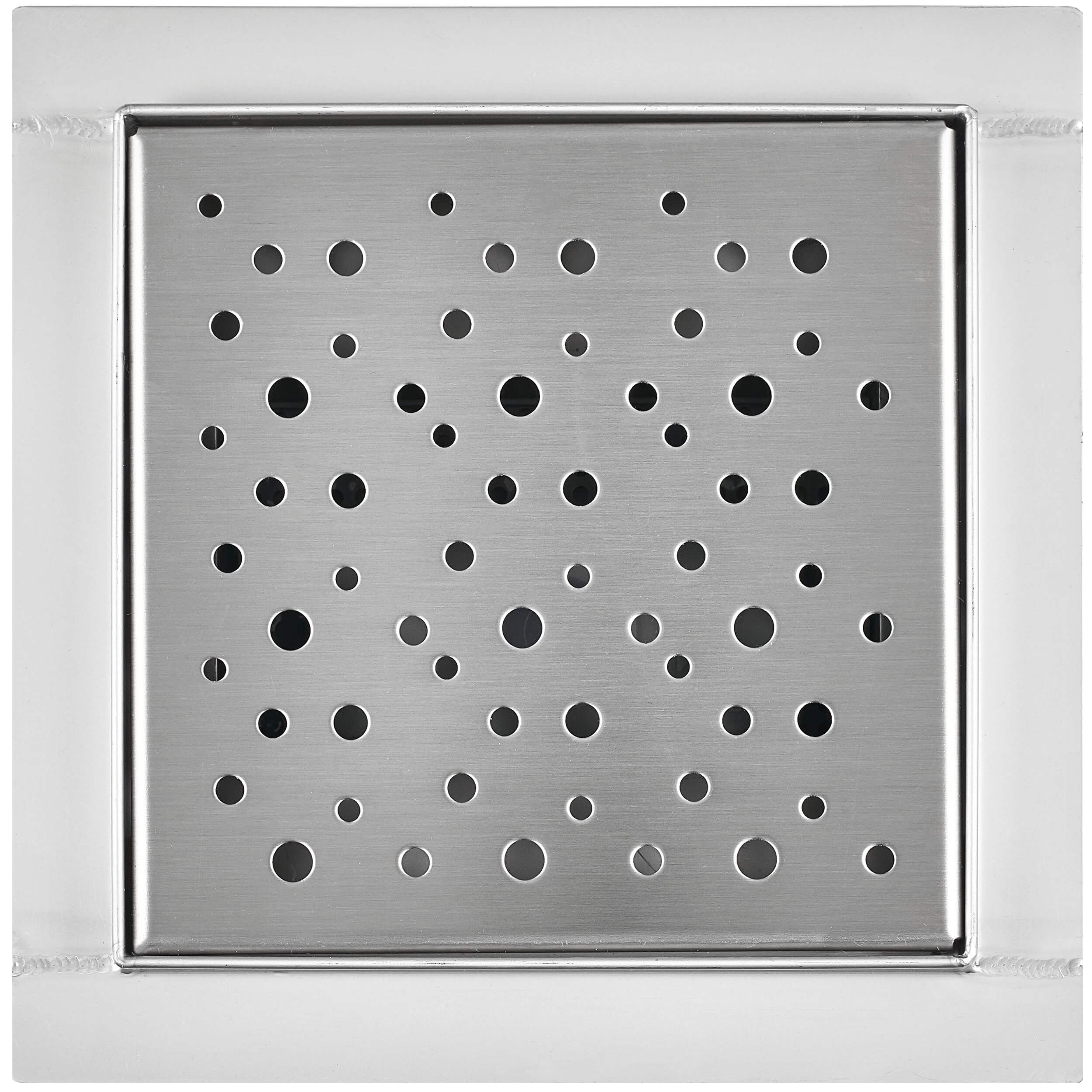 VILSTEIN© Duschrinne, Quadrat, Kreise, 15x15 cm, Siphon mit Geruchsstop und Haarsieb, Quadratisch, Edelstahl Ablaufrinne, Bodenablauf, Duschablauf, Komplettset mit Bodenbefestigung