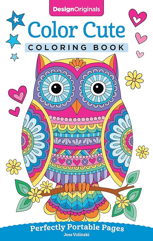 Color Cute Coloring Book: Páginas perfectamente portátiles (diseños originales) Libro para colorear de viaje de tamaño bolsillo de 5x8 con páginas extragruesas perforadas de una cara para arte relajante en cualquier lugar