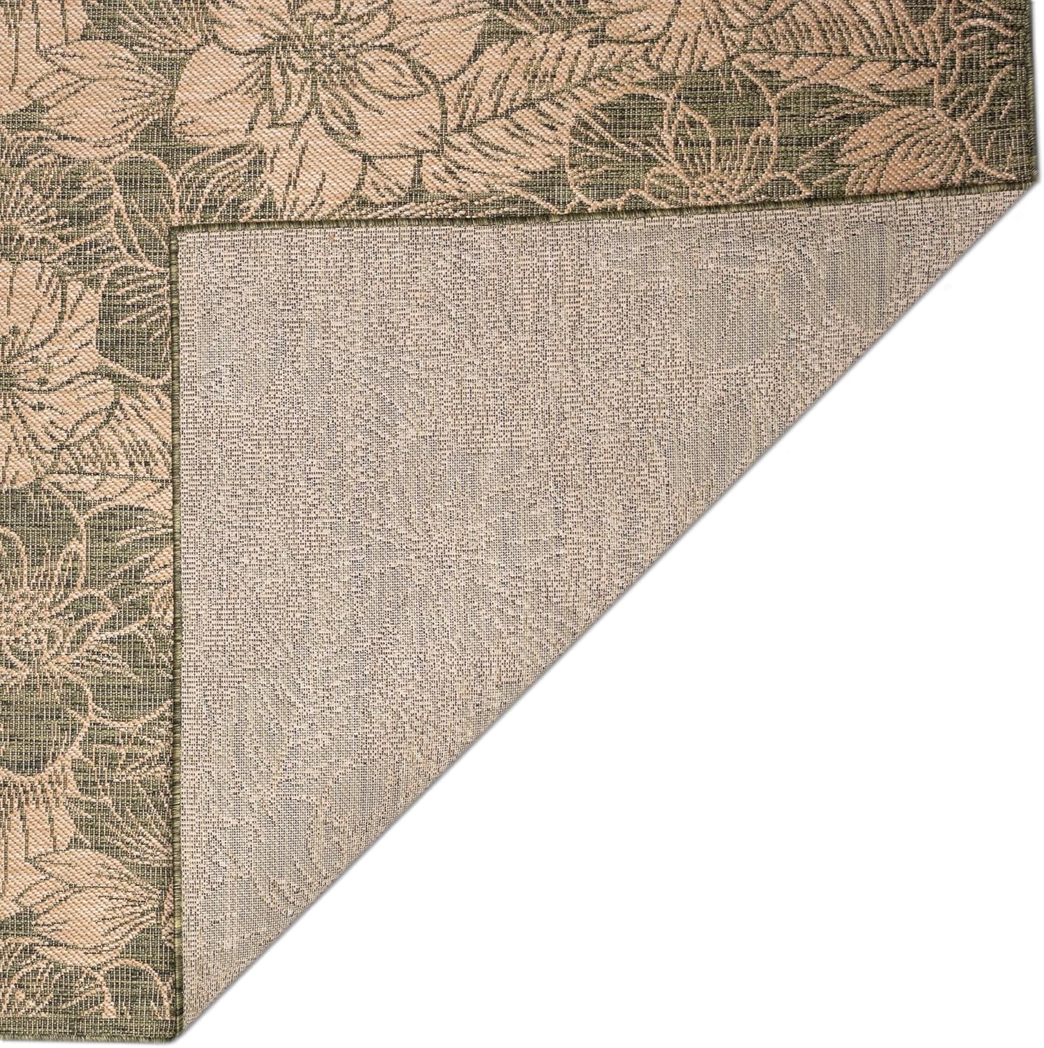 Liora Manne Carmel Indoor/Outdoor Power Loomed Synthetic Blend Low Profile Area Rug - Transitional Botanical Floral Decorative (Botanical Green) (1'11" x 7'6")