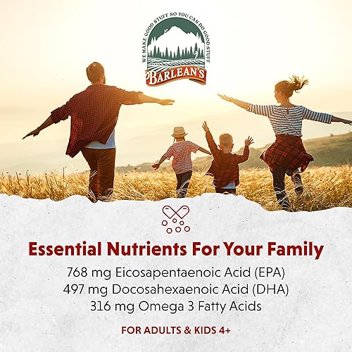 Miniatura 6 de Barlean's Suplemento Omega 3 de aceite de pescado, cápsulas blandas de ácidos grasos Ultra EPA DHA para suplementos de salud articular, cerebro y