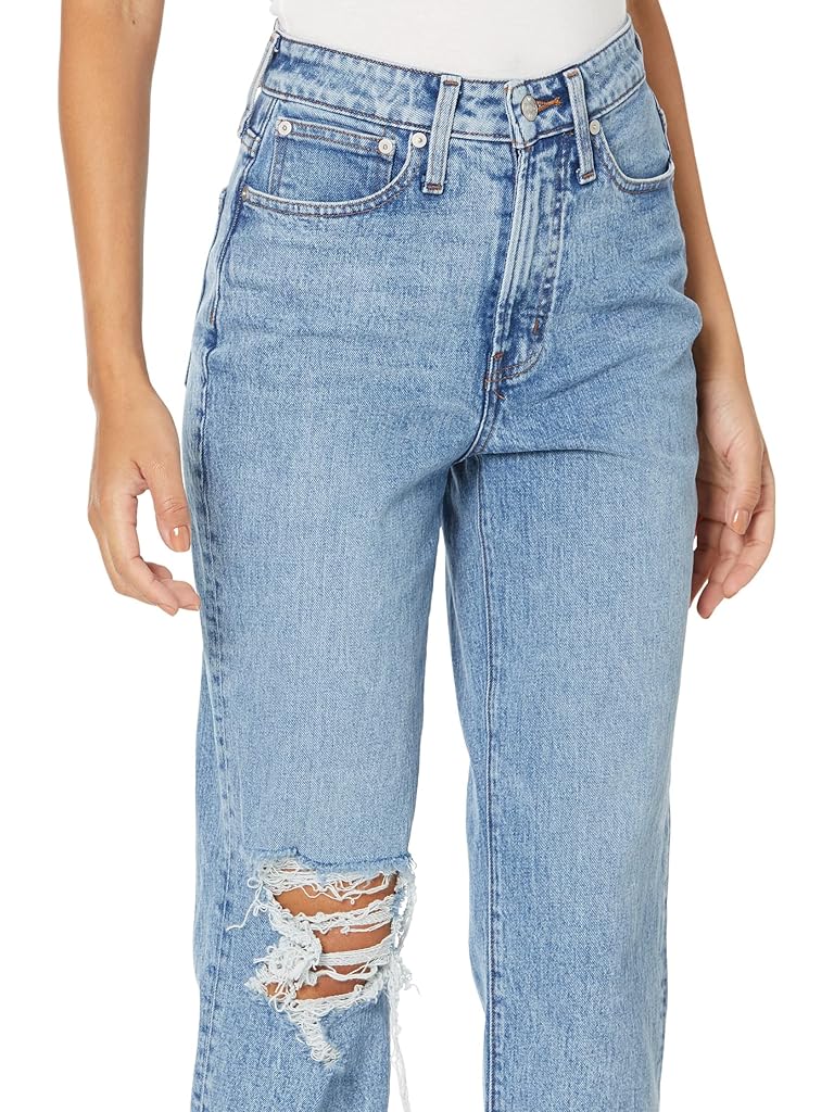 Madewell The Curvy Perfect Vintage Straight Jean in Kingsbury Wash: Ripped Knee Edition