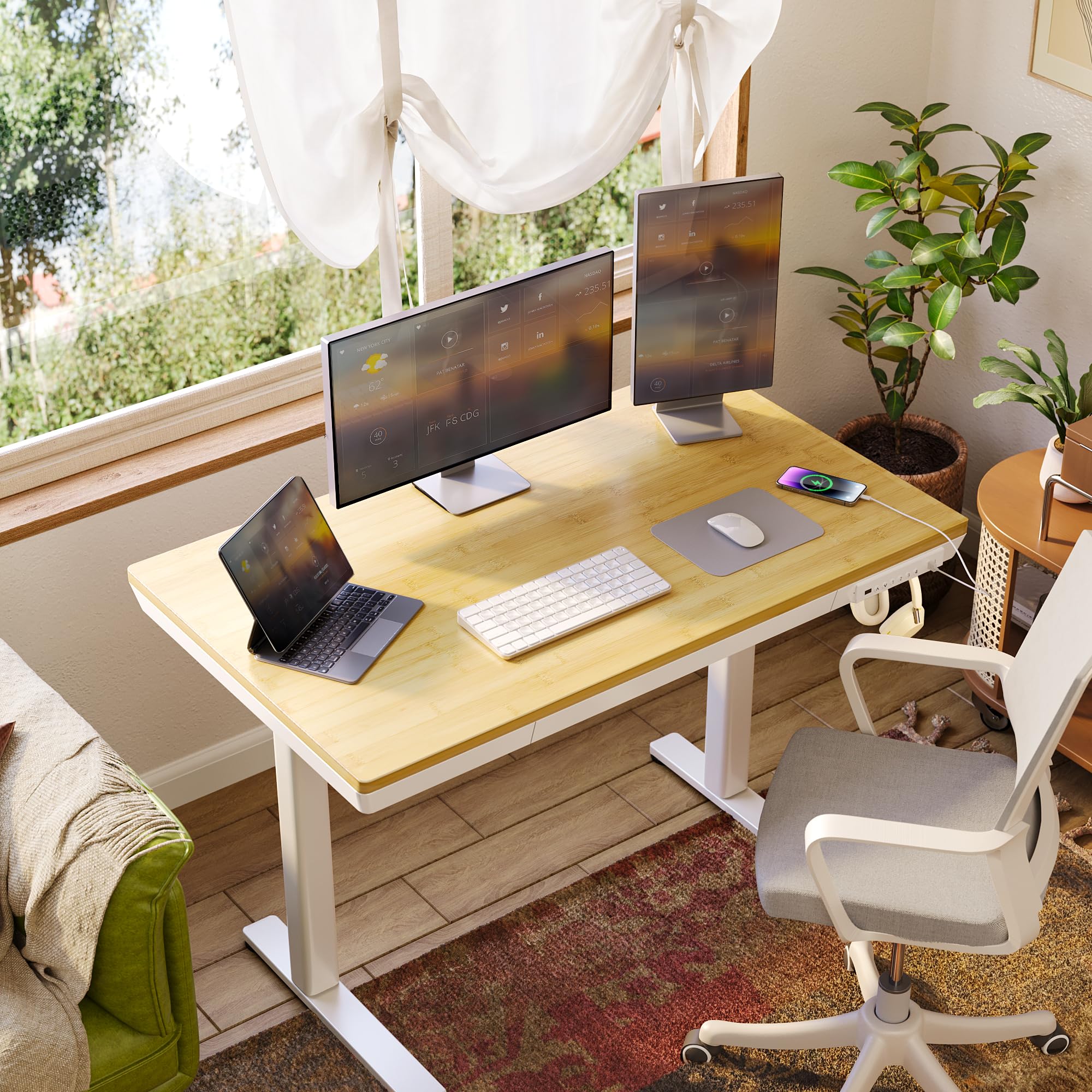 Amazon.com: Claiks Bamboo Standing Desk with Drawers, 48×24 Inch