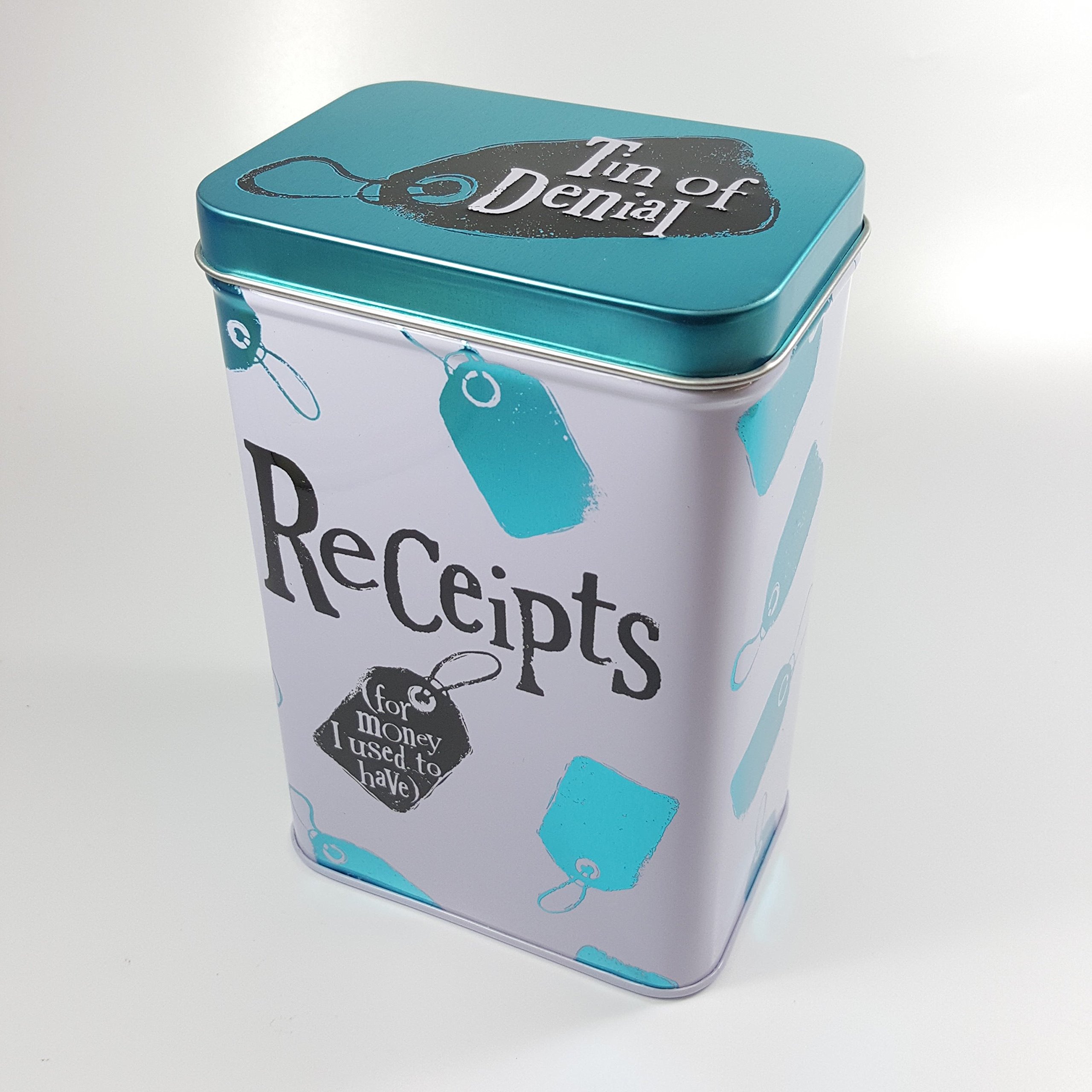 Caja de almacenamiento para recibos lata organizador de escritorio con tapa de metal