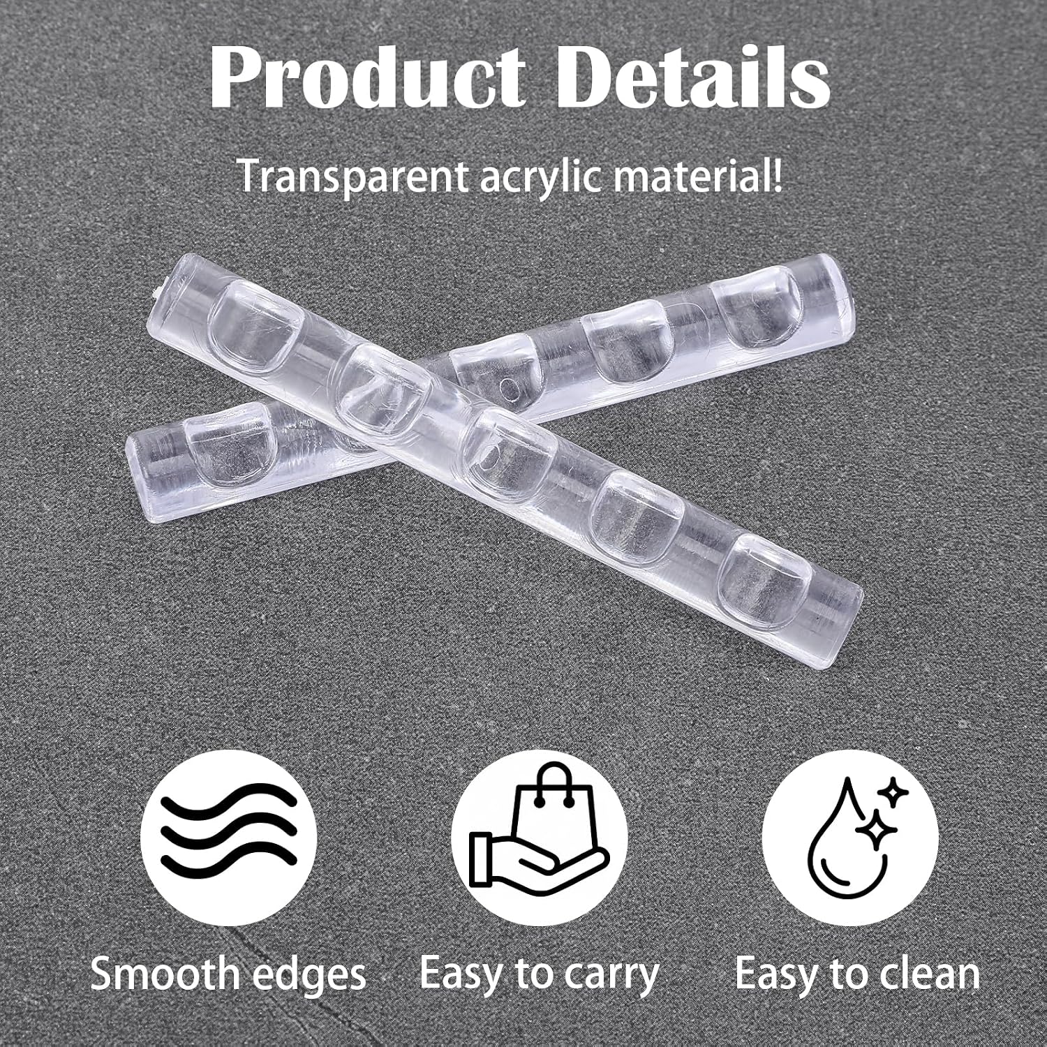 Yuanchu 4 Pack Crystal Bar Pen Holder, Transparent Acrylic Brush Stand Organizer for Nail Art Painting Pens, Makeup Brushes, Manicure Tools