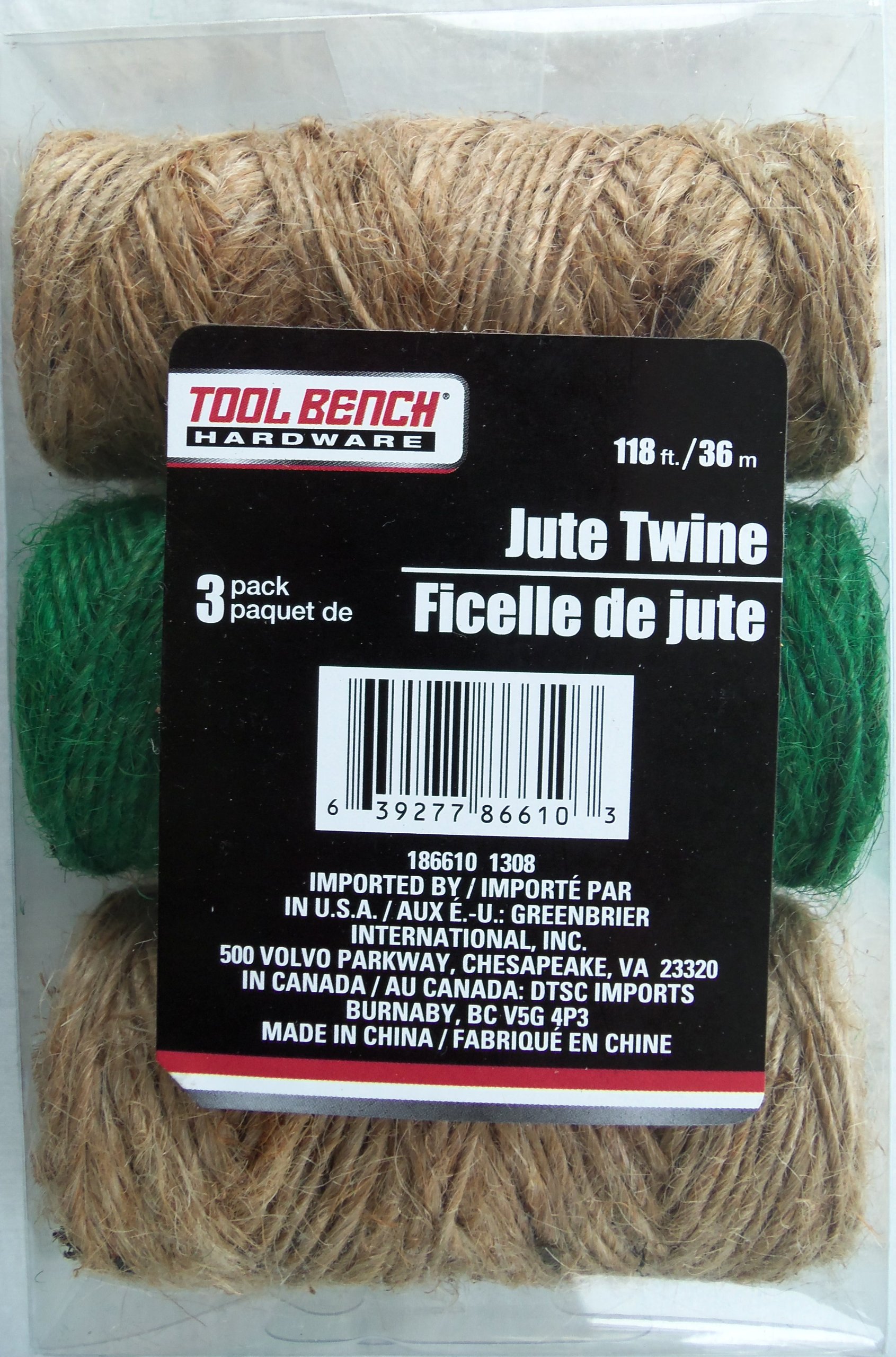 Jute Twine (3 Pack) 118ft/36m by Tool Bench Hardware