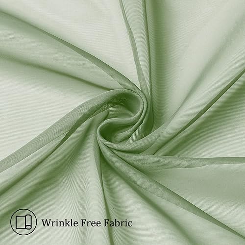 Miniatura 7 de Cortinas traslúcidas verde salvia de 63 pulgadas de largo, juego de 2 paneles para cocina de granja, elegantes tratamientos de ventana de gasa