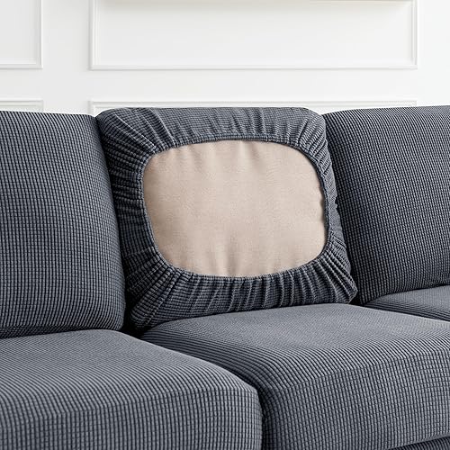 Vista 33 de CHUN YI - Funda elástica para sillón (3 piezas), funda para sofá de 1 plaza con un respaldo y cojín separado con banda elástica, tela jacquard