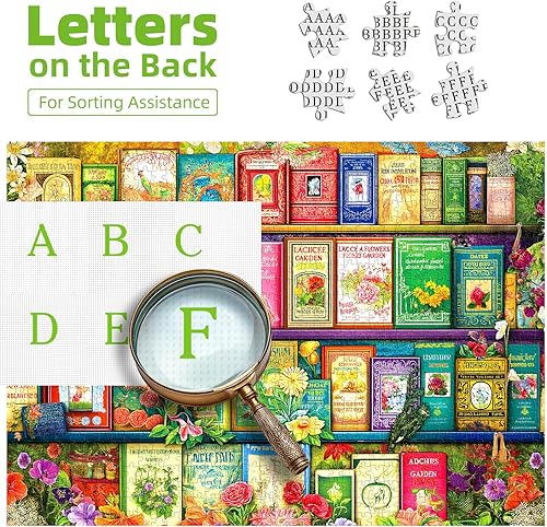 Miniatura 3 de Rompecabezas de 1000 piezas para adultos, tema de Librero floral antiguo, póster e impresión de alta definición, 27.5 x 19.7 pulgadas, sin polvo,