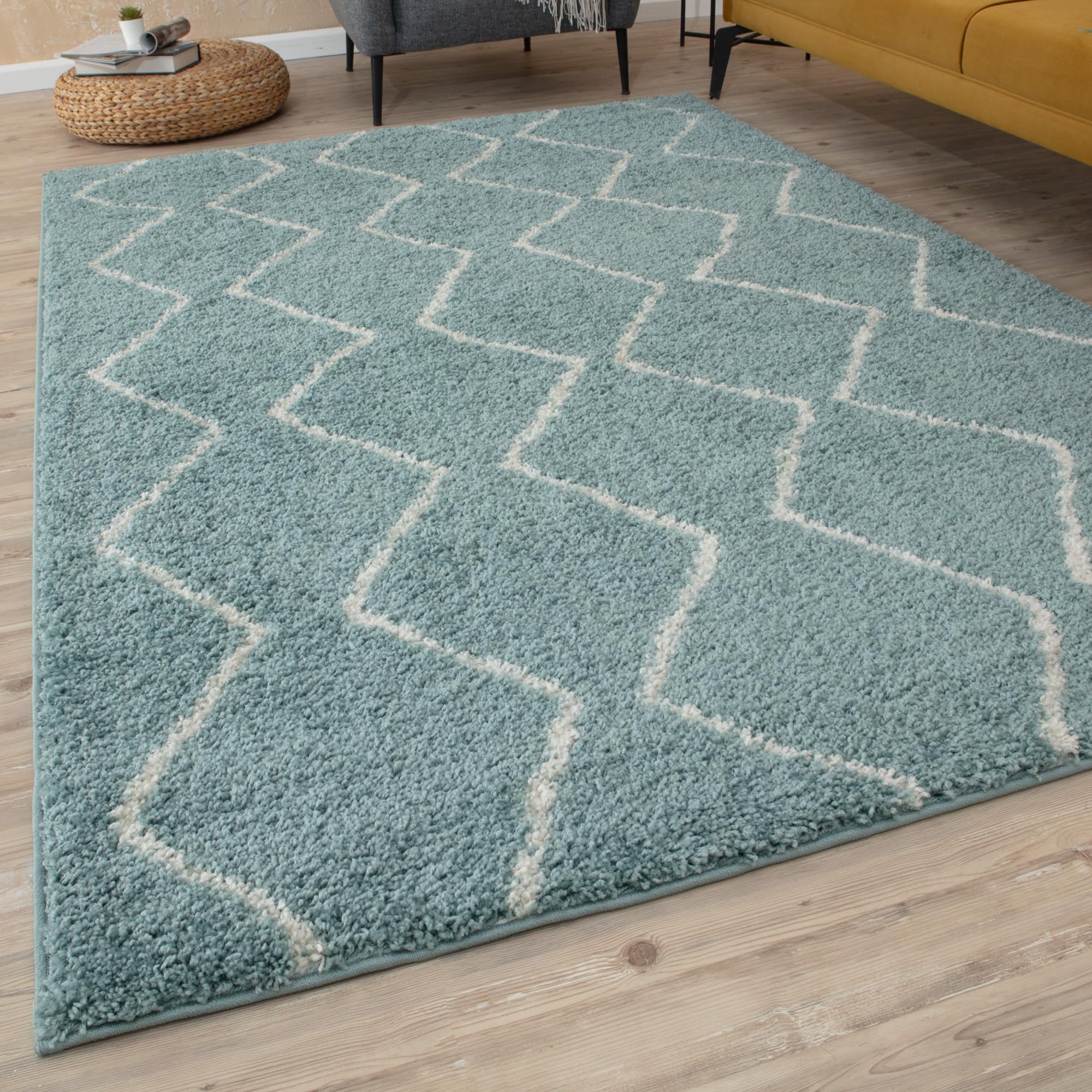The Rugs Unisex Duck Egg Blue Soft Moroccan High Pile Shaggy Rugs And Runners 80Cm X 150Cm