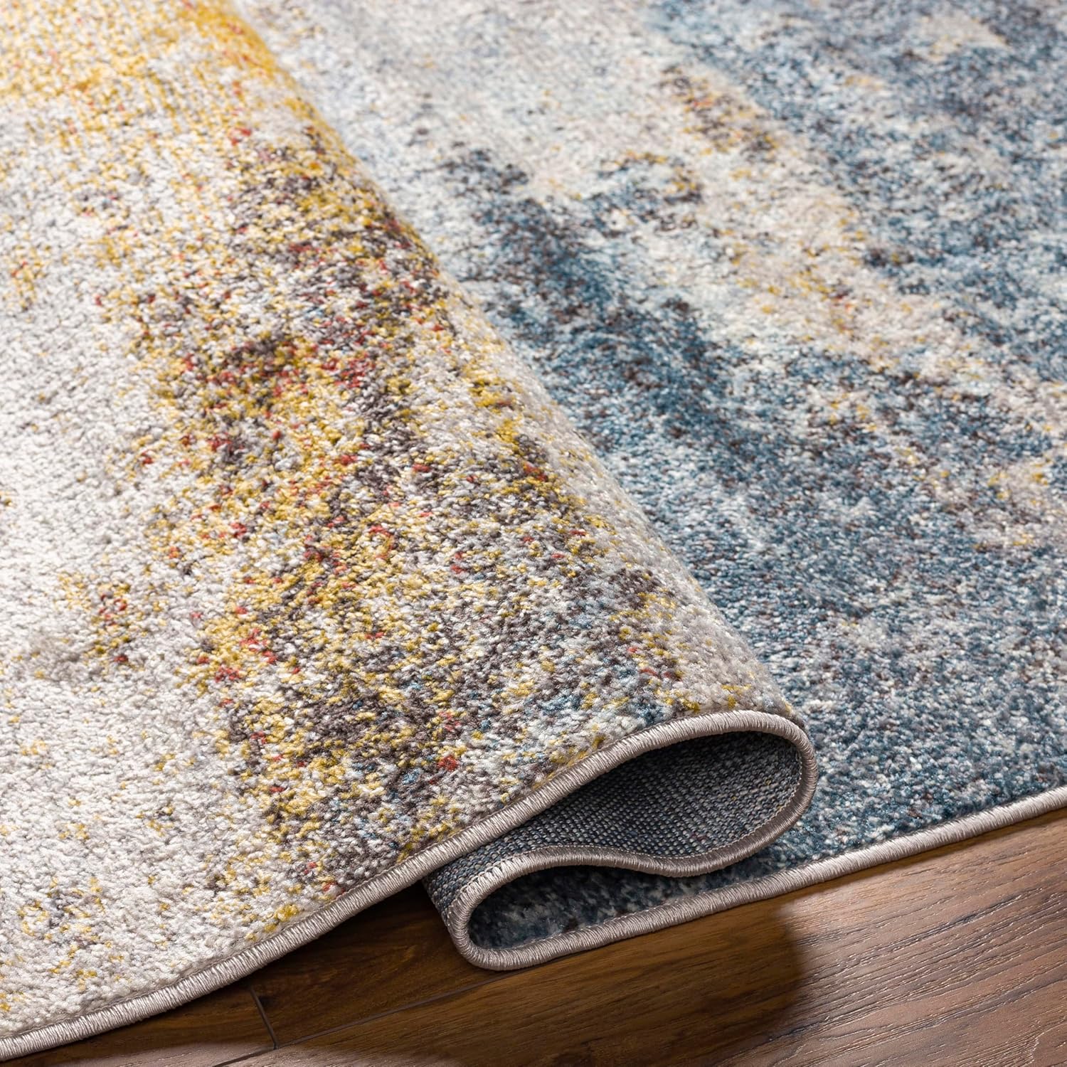 Livabliss Gaillard Modern Abstract Area Rug,6'7" x 9',Sky Blue/Mustard
