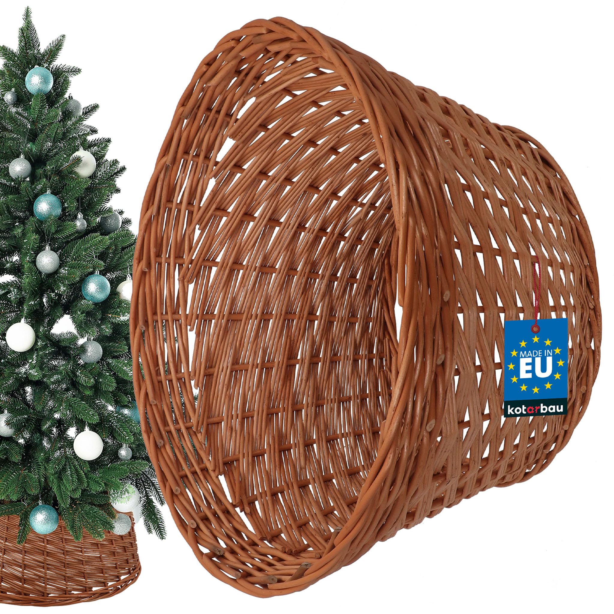 KOTARBAU® Weihnachtsbaum Rock aus Weide Ø 40 cm Weihnachtsbaumkorb Weihnachtsbaumständer Hülle Deko Tannenbaumständer Standfuß Naturfarbe Christbaumständer aus Rattan Natur