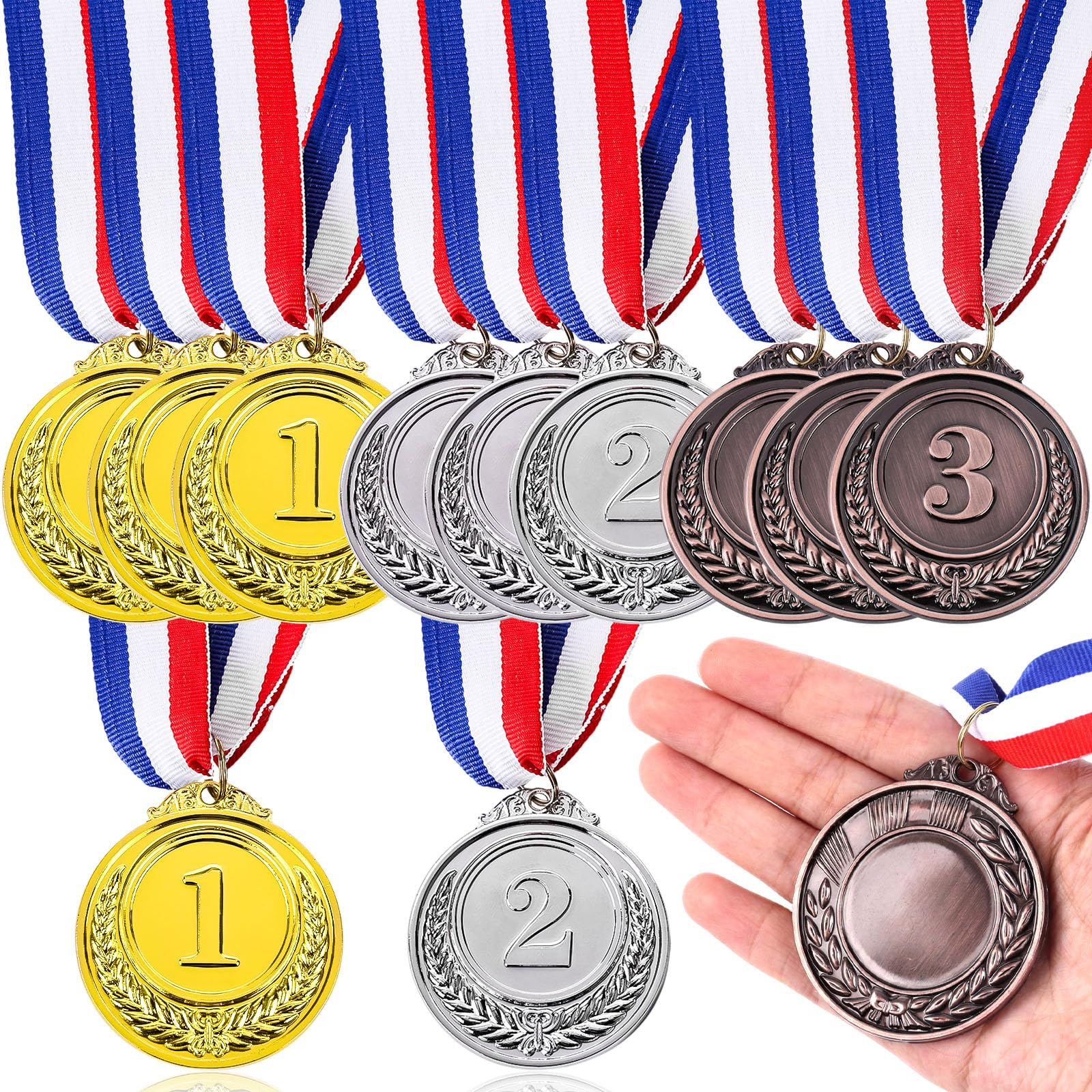 Photo 1 of Shindel 12-Pack Metal Award Medals - Gold, Silver, Bronze