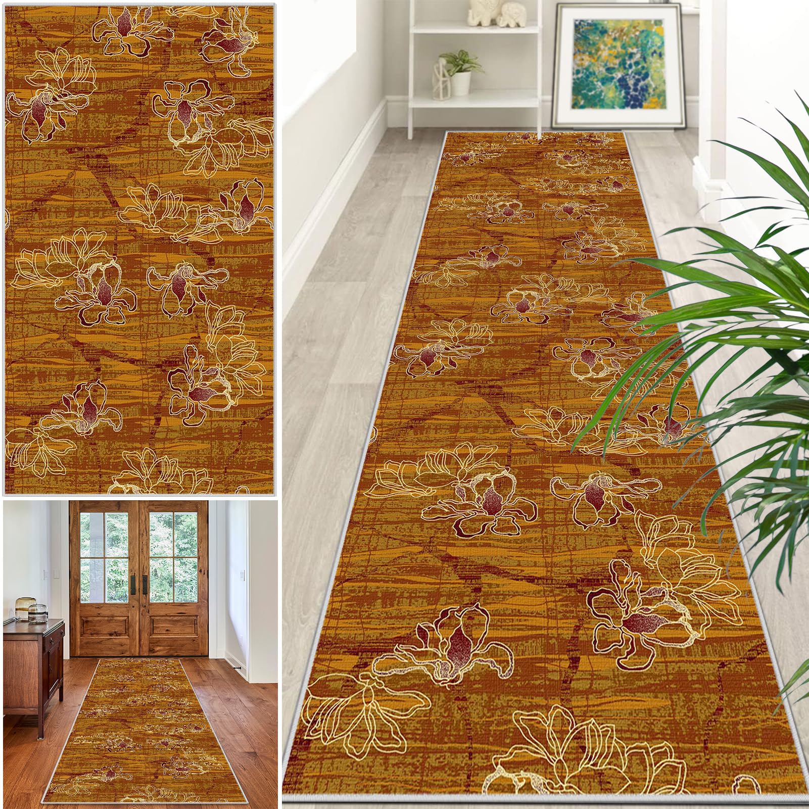 Extra Long Runner Rugs for Hallway Non Slip Carpet Absorbent Runner Rug Carpet Runners for Kitchen Hallway Runner Kitchen Rug Entrance Large 110 x 500 cm Stair Runner Rug Machine Washable Door Mat — image 1