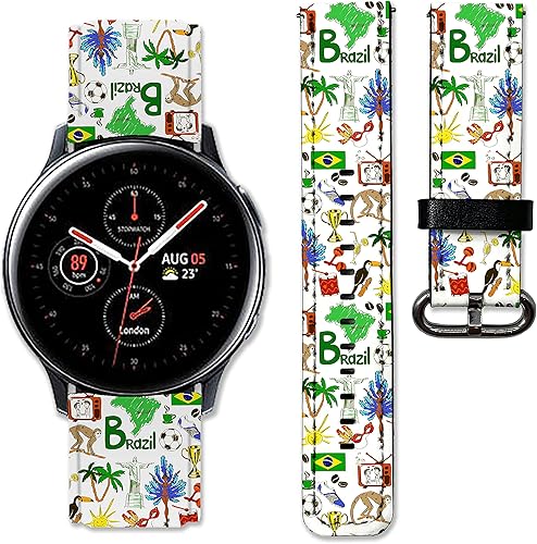 Correa de cuero de repuesto compatible con Samsung Galaxy Watch4 Active 2 Watch4 Classic Active 2 Watch 3 Gear S3 S2 y otros relojes de 20 y 0.866in