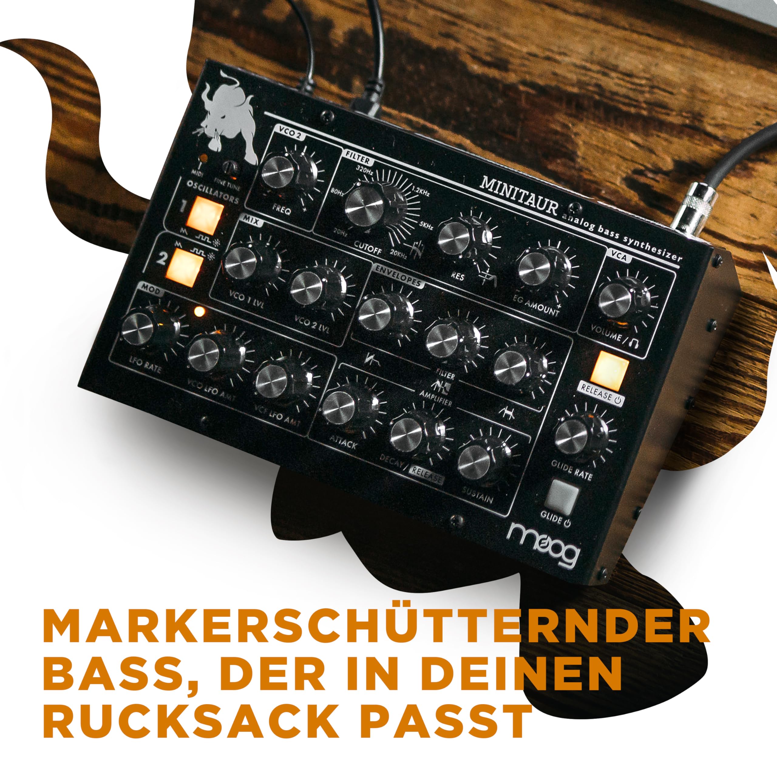 MOOG Minitaur analoger Bass-Synthesizer | Kompaktes Modul, 128 Presets, Kopfhörerverstärker und Software-Editor