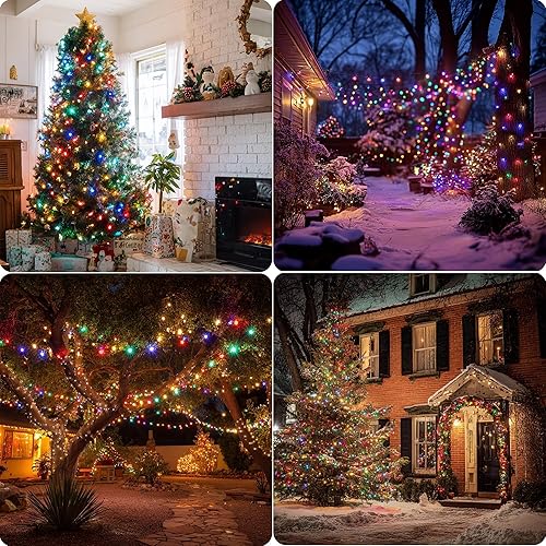Miniatura 8 de Guirnalda de luces de Navidad para exteriores, 196 pies, 600 luces LED con 8 modos de iluminación, temporizador, decoraciones de Navidad