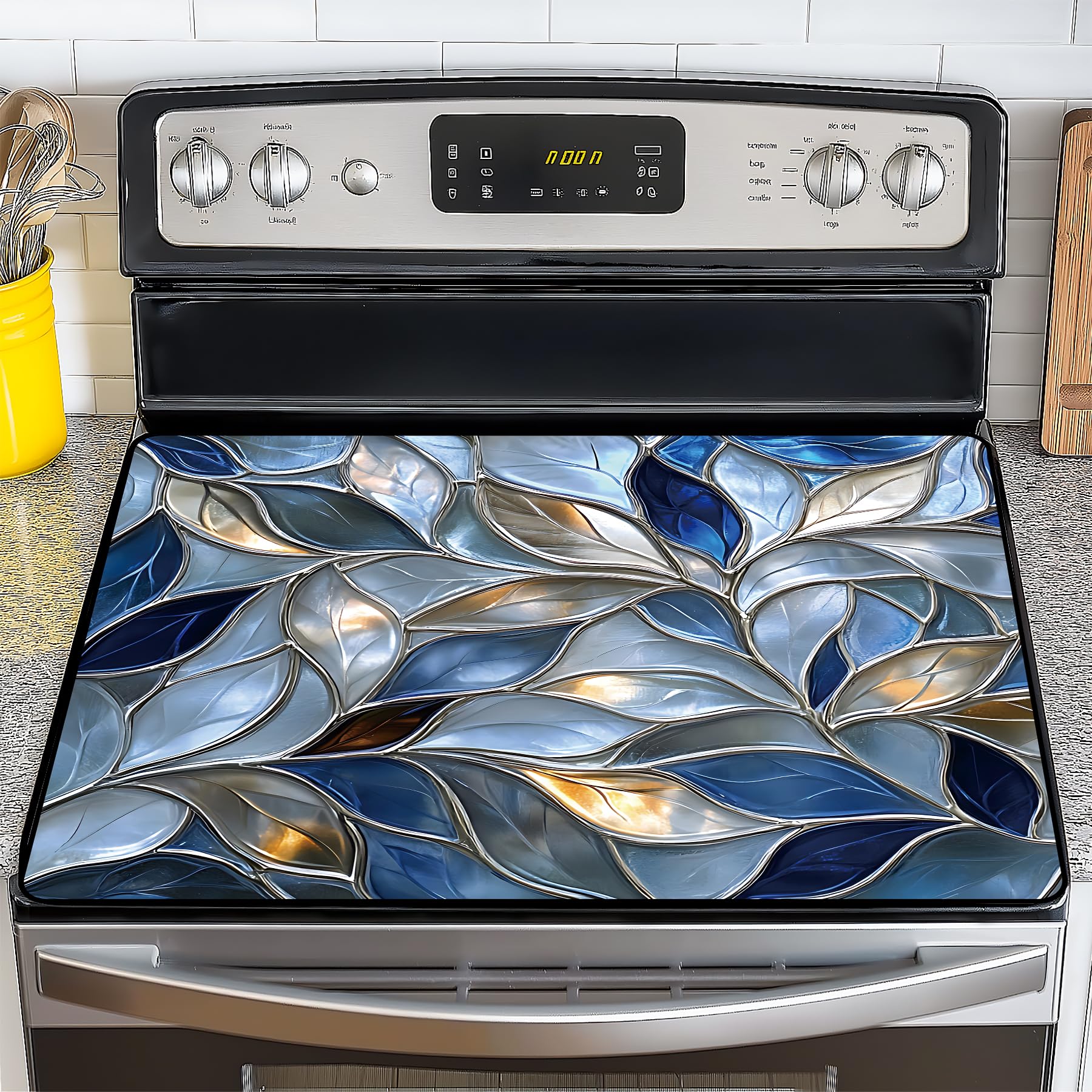 Stove Top Cover for Electric Stove,Glass Stove Top Cover, Heat Resistant Glass Cooktop Cover, Stovetop Protector, Kitchen Decor, Dish Drying Mats Cover for Ceramic Washer Top 28.5x20.5 inch