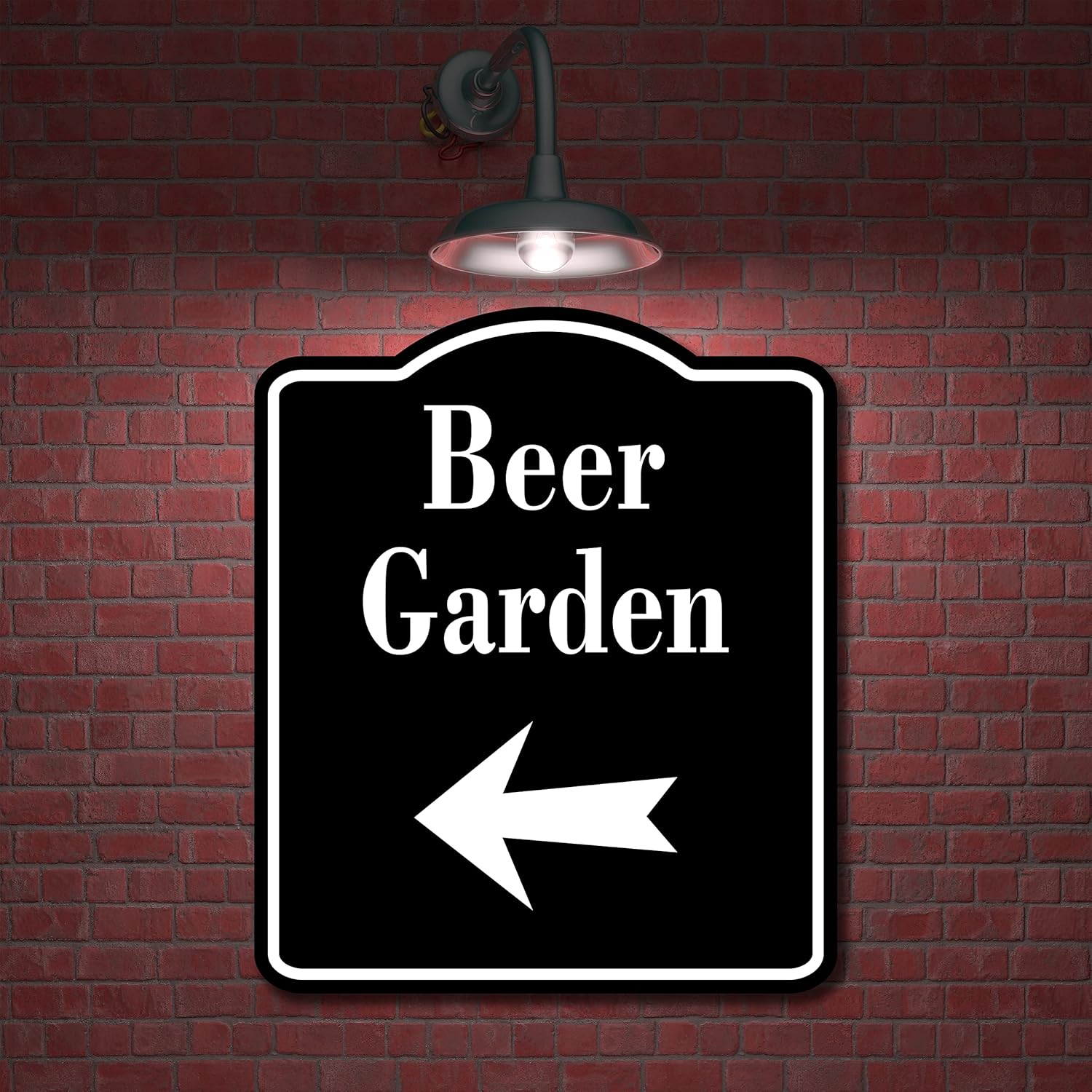 Beer Garden Left Arrow BLACK Aluminum Composite Sign, 15"x18"