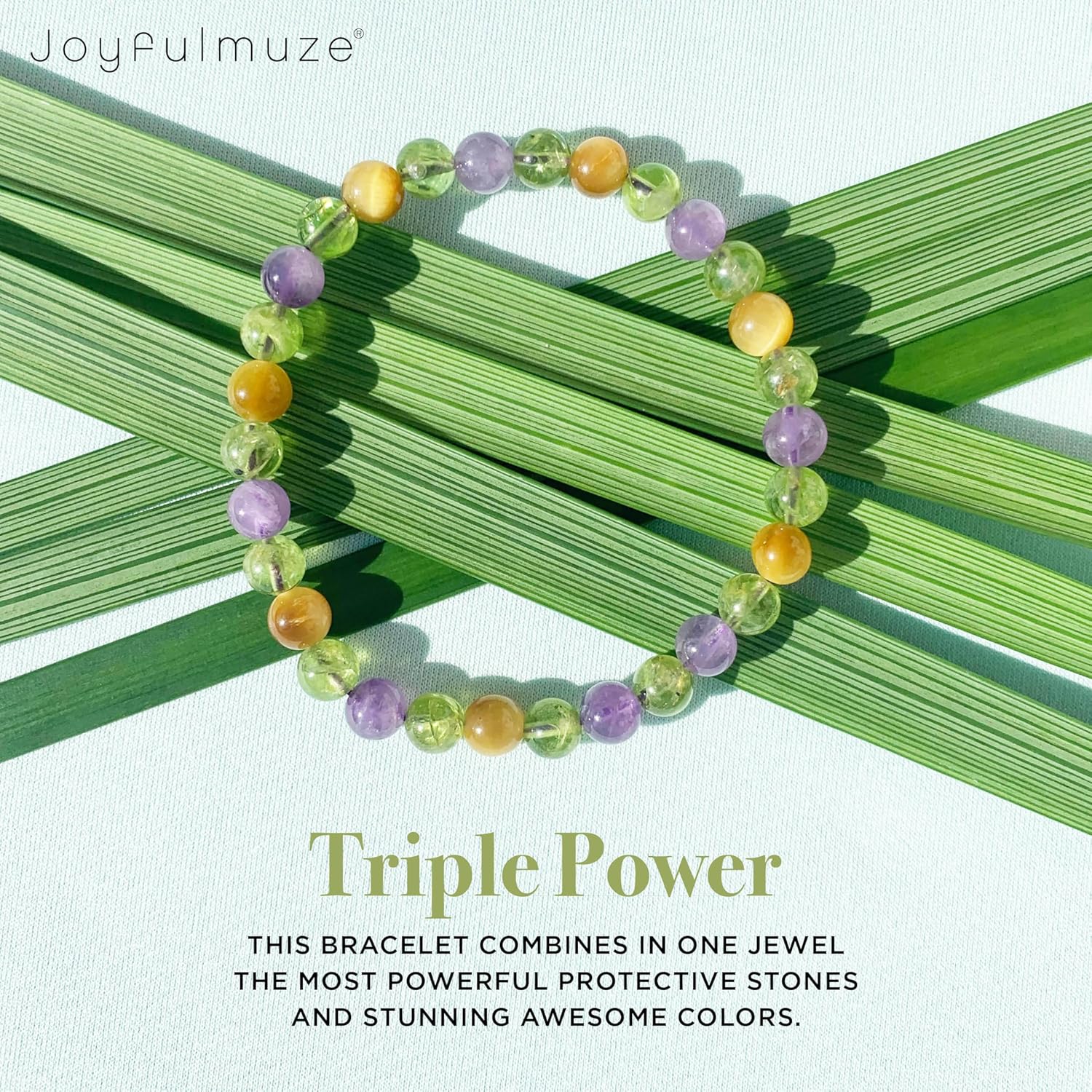 Natural Gemstone Beaded Bracelet, Tiger Eye Hematite Black Agate Granite Sandalwood Lava Stone, Handmade Stretch Jewelry, Energy Healing Protection, Men Women Gift, 8mm Beads, Fits 6.5–7" - Image 3