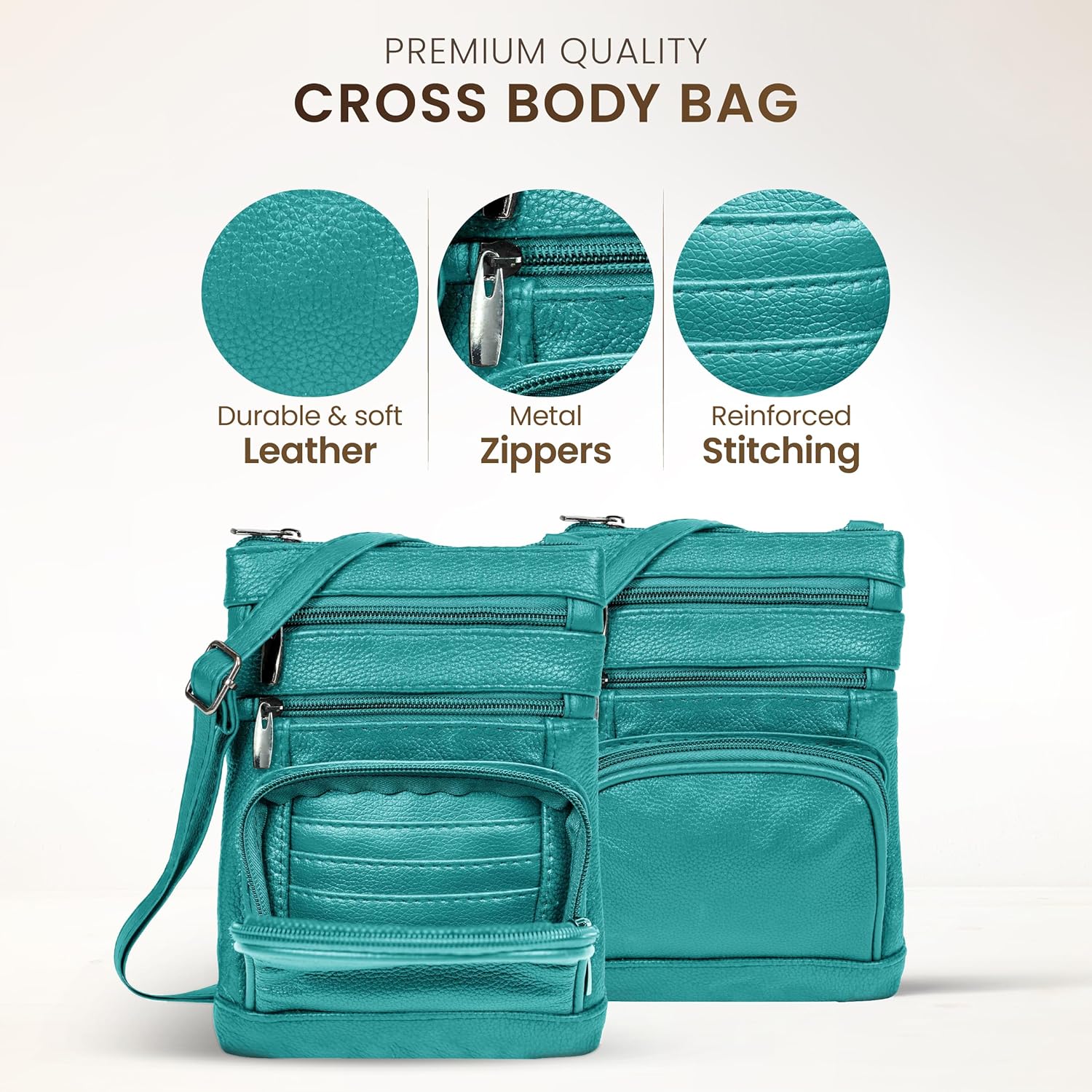 Krediz leather Crossbody Purses for Women, Multi Pocket Crossbody Purse with Adjustable Strap, Soft & Durable Leather Purse - Image 2