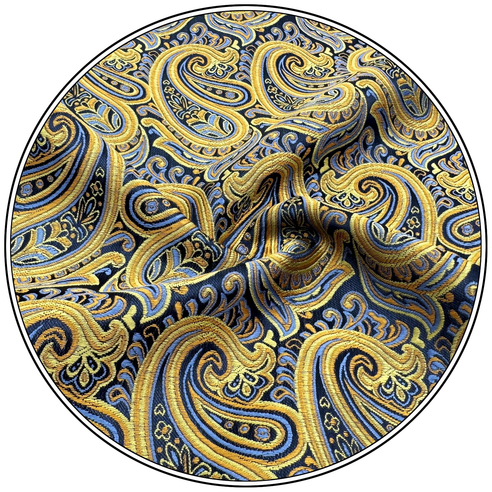 Corbatas de seda para hombre, color amarillo, mostaza, cachemira, bolsillo a juego, (12.6x12.6 Matching Pocket Square Only) 6