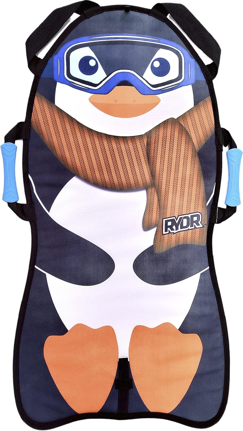 Character Snow Mat 36 inch - Single Rider Roll Up Mat Kids Winter Foam Sled Downhill Toboggan Sleds Plastic Sledding Board Xtreme Heavy Duty Racer Sleigh for Children 36 Penguin