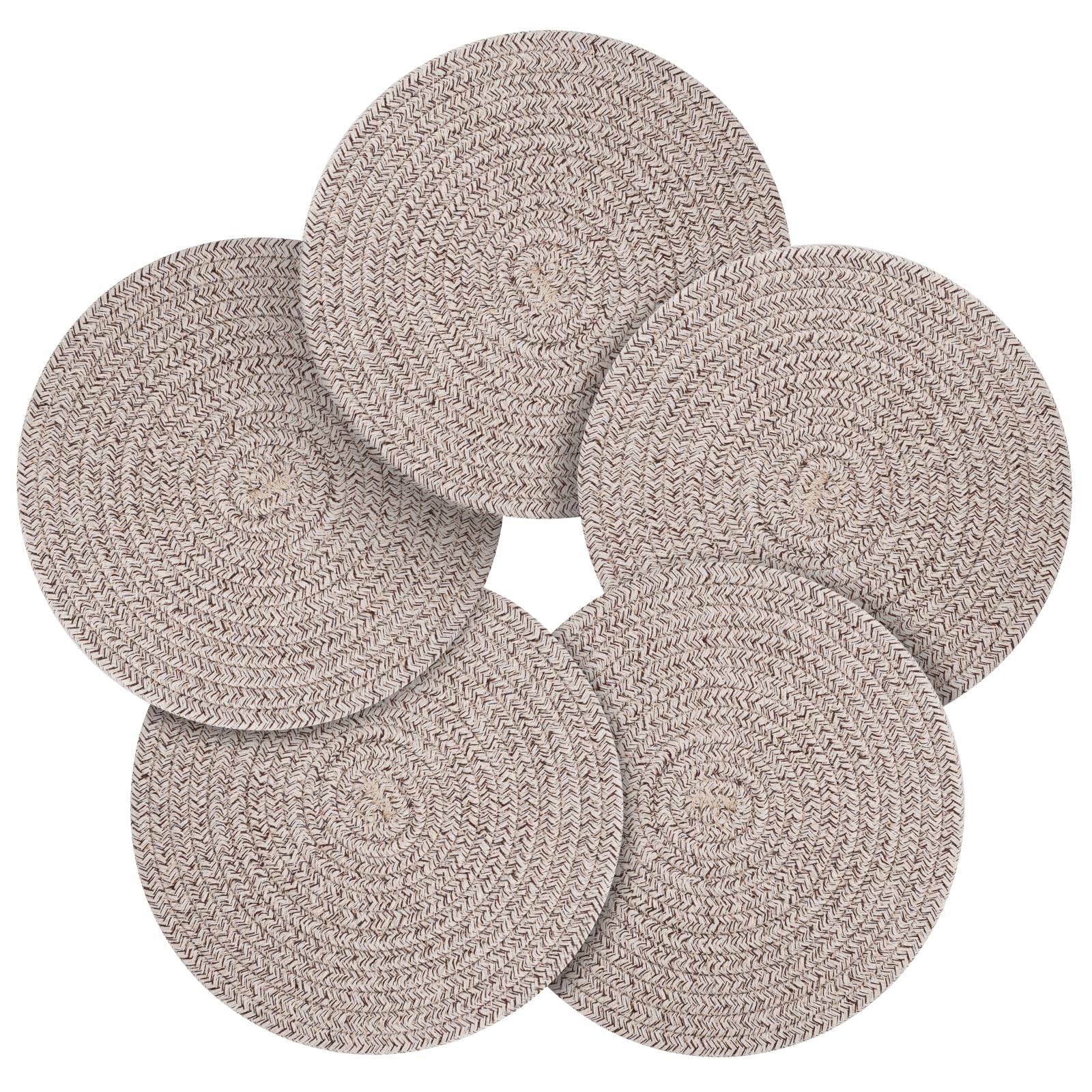 Geichan Pot Holders Trivets Set 5 Pcs,Heat Resistant Large Coasters for Kitchen,Hot Plate Mats for Table and Countertops, Farmhouse Decor (Mix Brown Series)