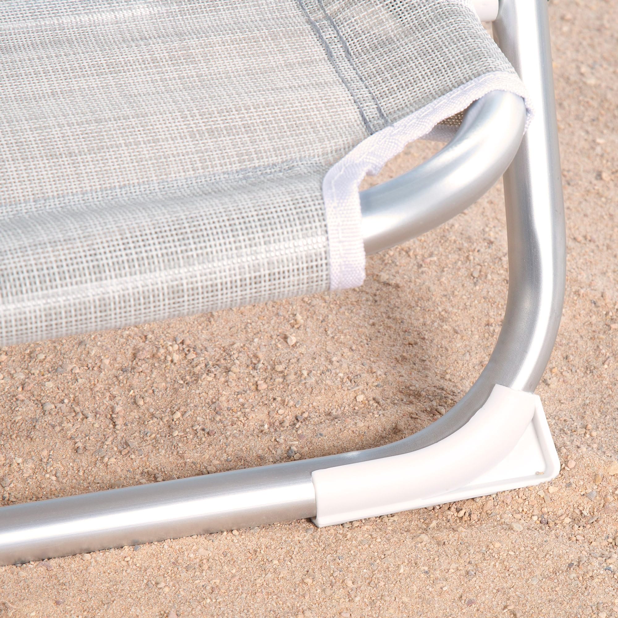 Aktive 62623 - Chaise de plage inclinable, 4 positions, beige, avec poignée de transport, 67 x 67 x 76 cm