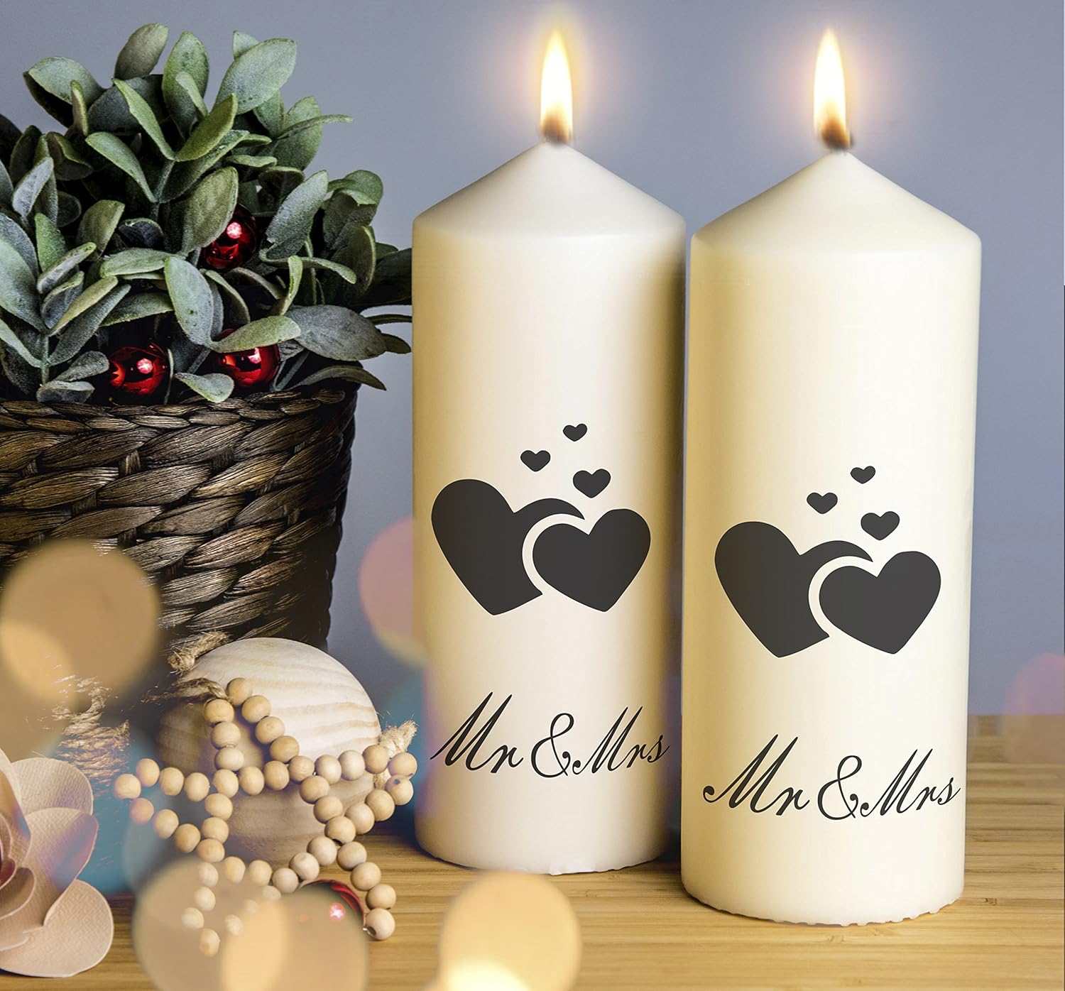 Wedding Day Candle Mr & Mrs Wedding Candle.Pillar Candle. 2 Sizes