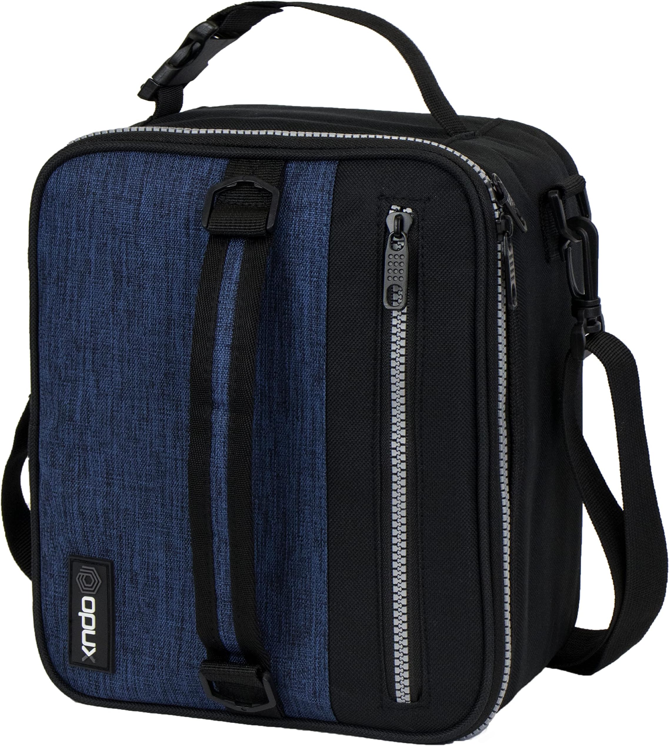 opux Insulated Lunch Box for Men Women Adult, Compact Lunch Bag for Kids Boy Girl Teen, Soft Lunch Cooler Bag for Work School, Leakproof Lunchbox Lunch Pail with Clip-on Buckle, Heather Navy